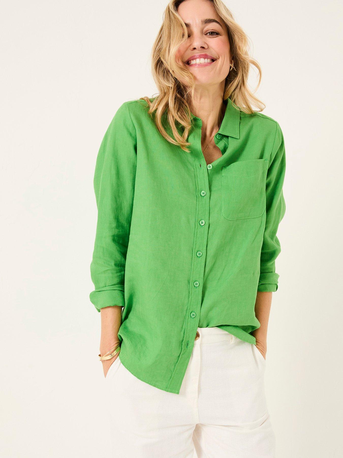 FatFace Olivia Linen Shirt - Green