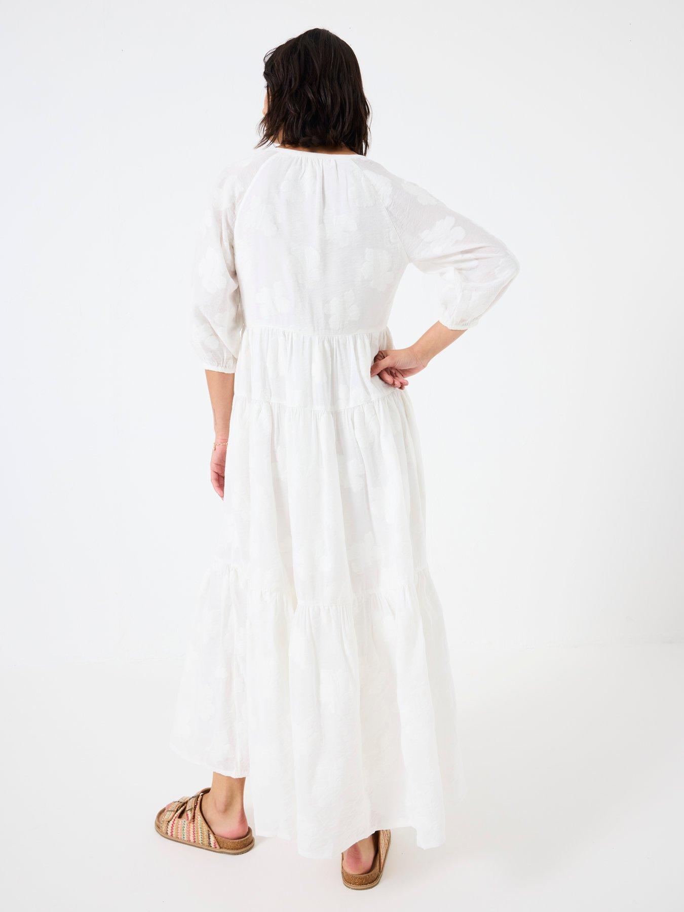 Image 2 of 5 of FatFace Jacquard Dress - White