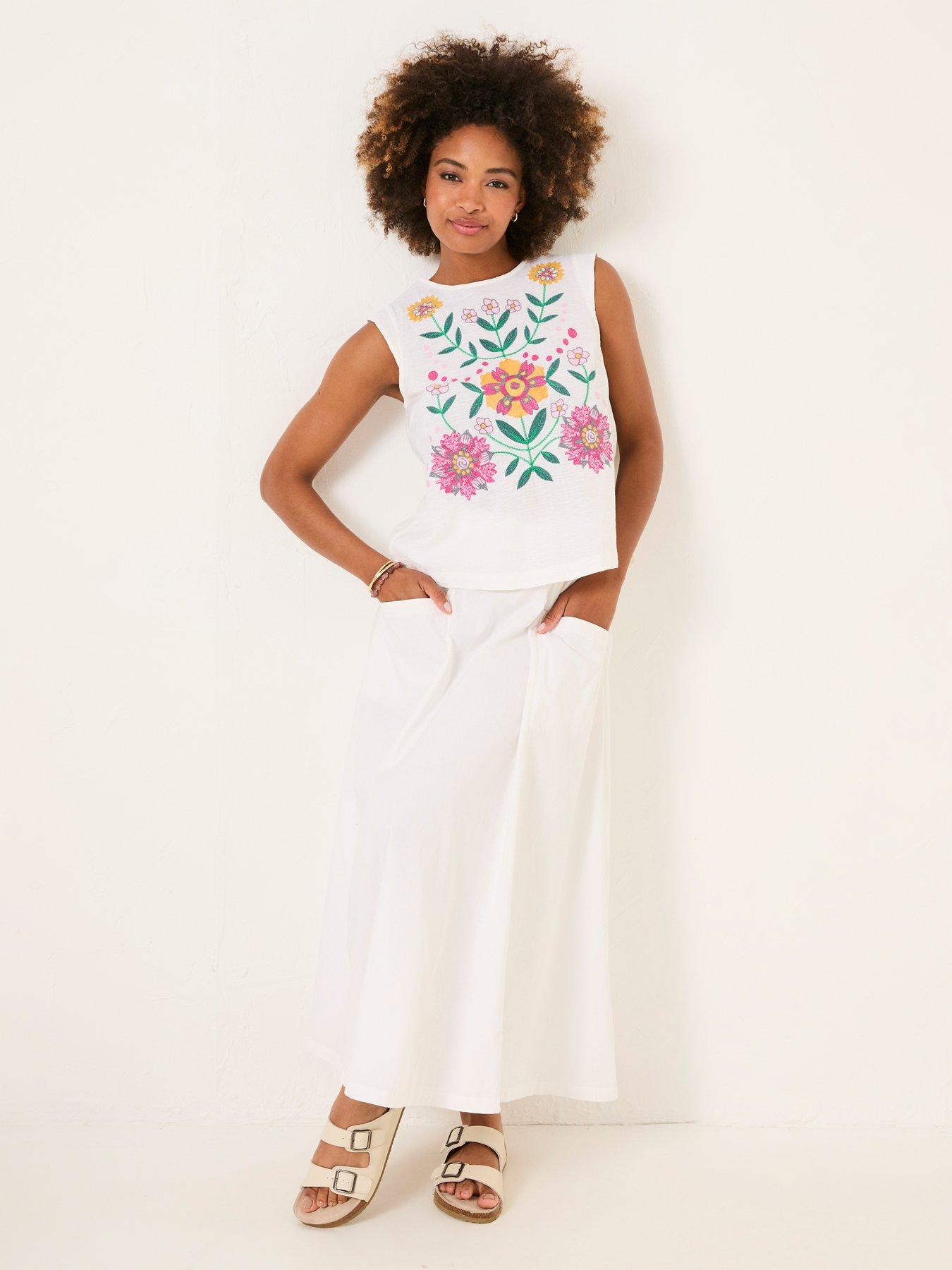 Image 3 of 6 of FatFace Fliss Embroidered Cami - White