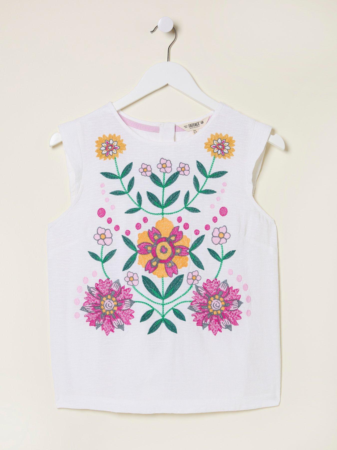 Image 6 of 6 of FatFace Fliss Embroidered Cami - White