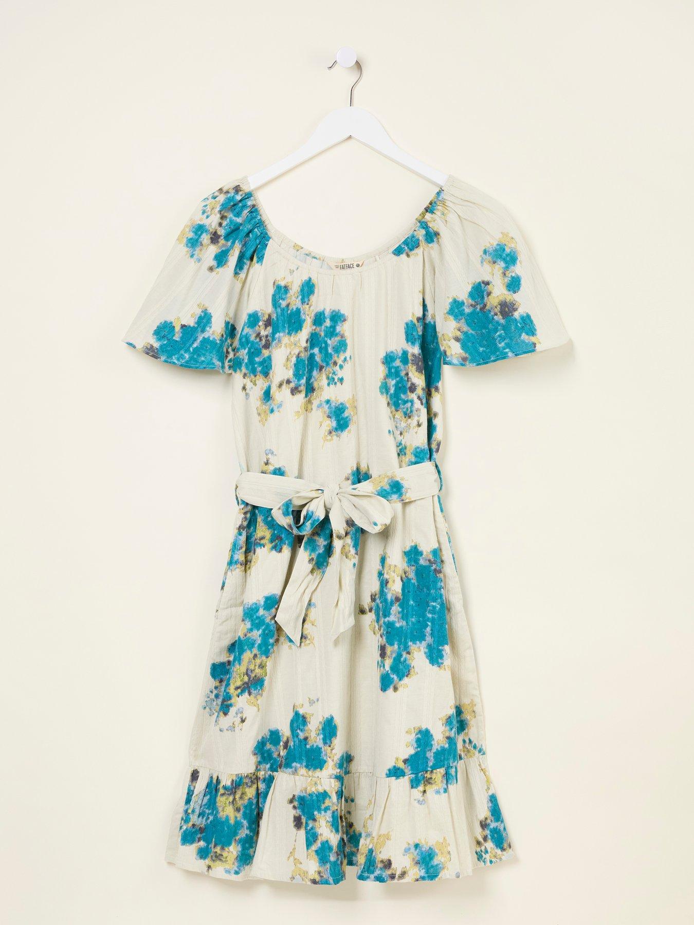 Image 6 of 6 of FatFace Benny Blurred Floral -Dress&nbsp; White