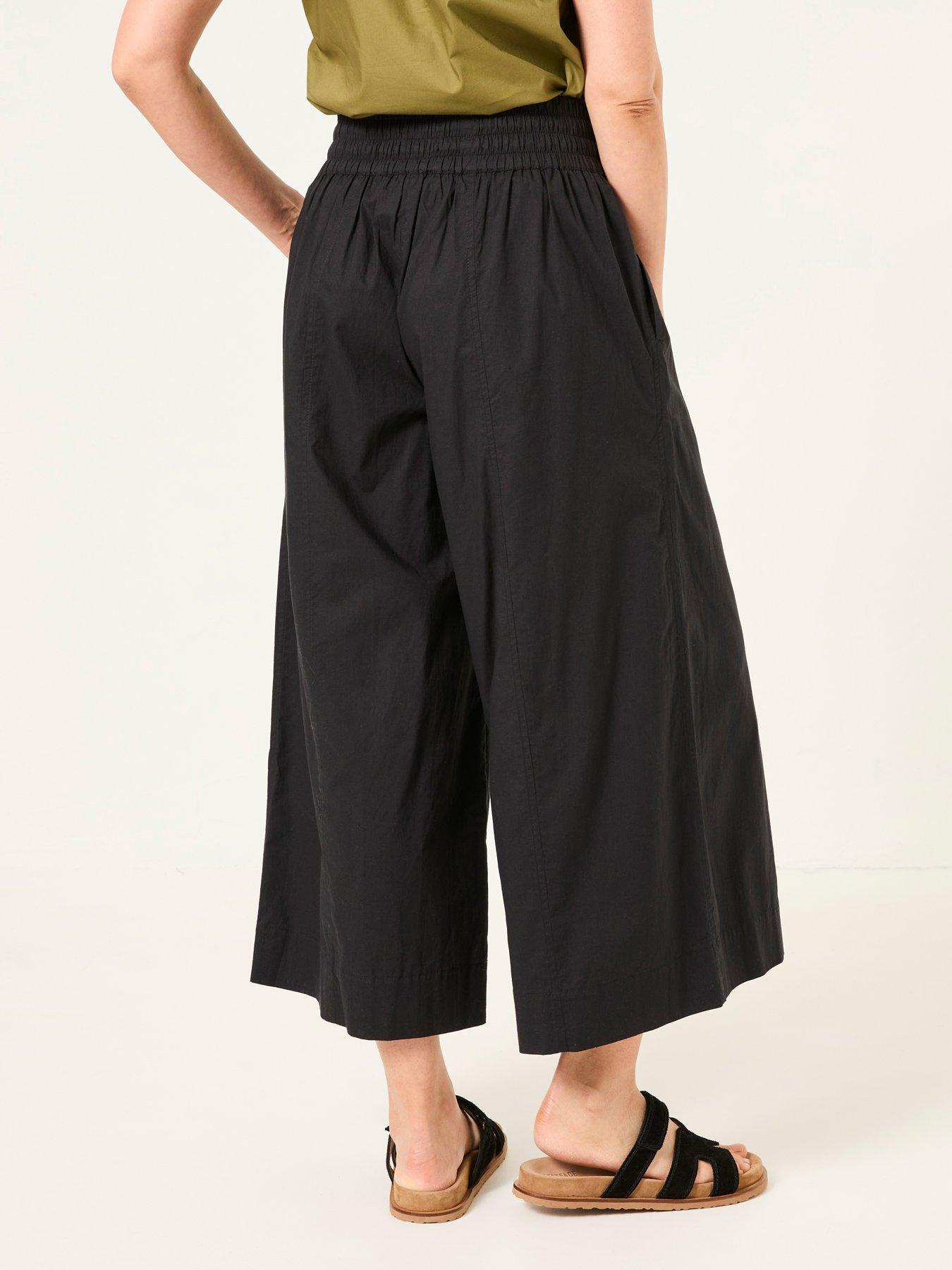 Image 2 of 6 of FatFace Aubrey Wide Leg Crop Trousers - Black