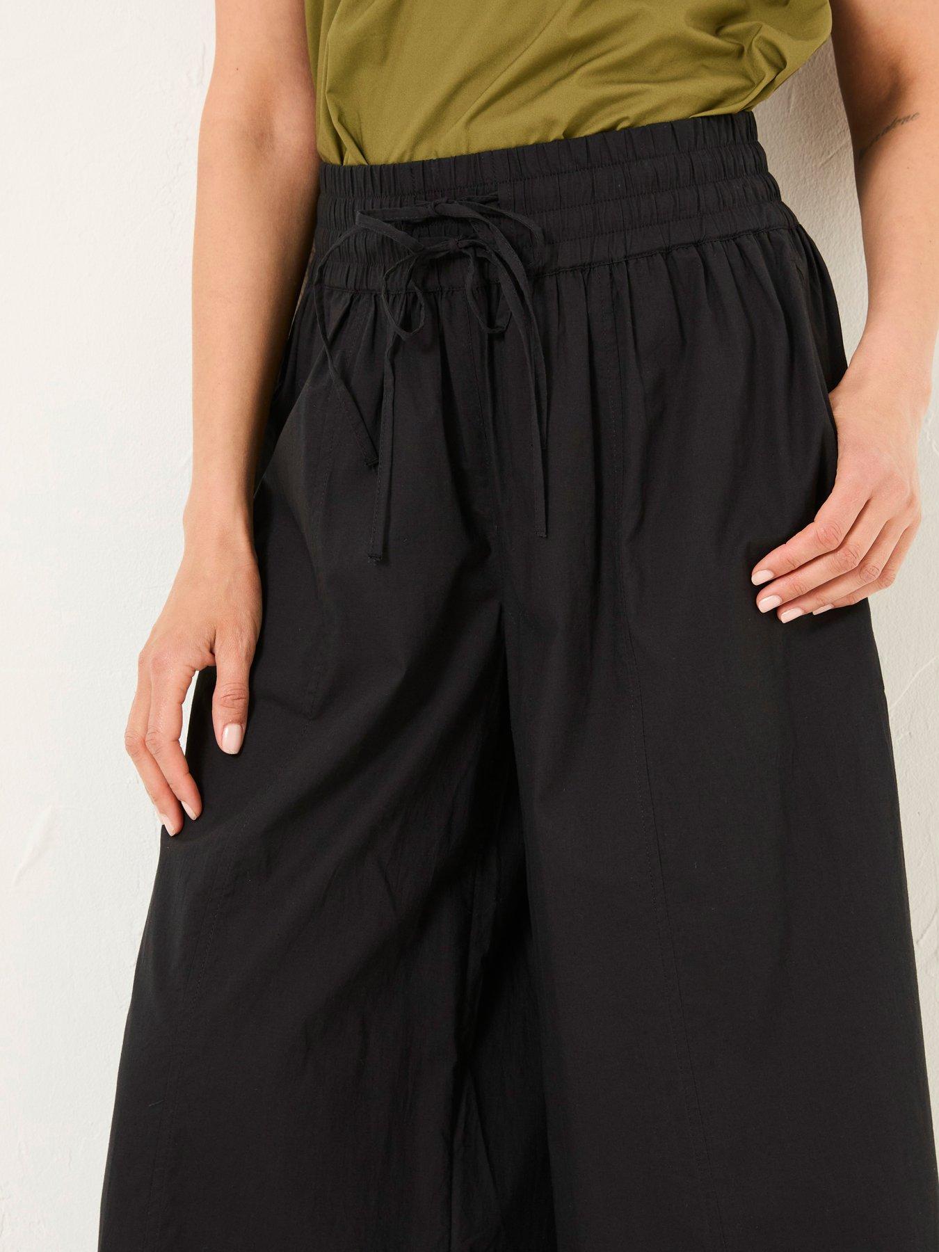 Image 4 of 6 of FatFace Aubrey Wide Leg Crop Trousers - Black