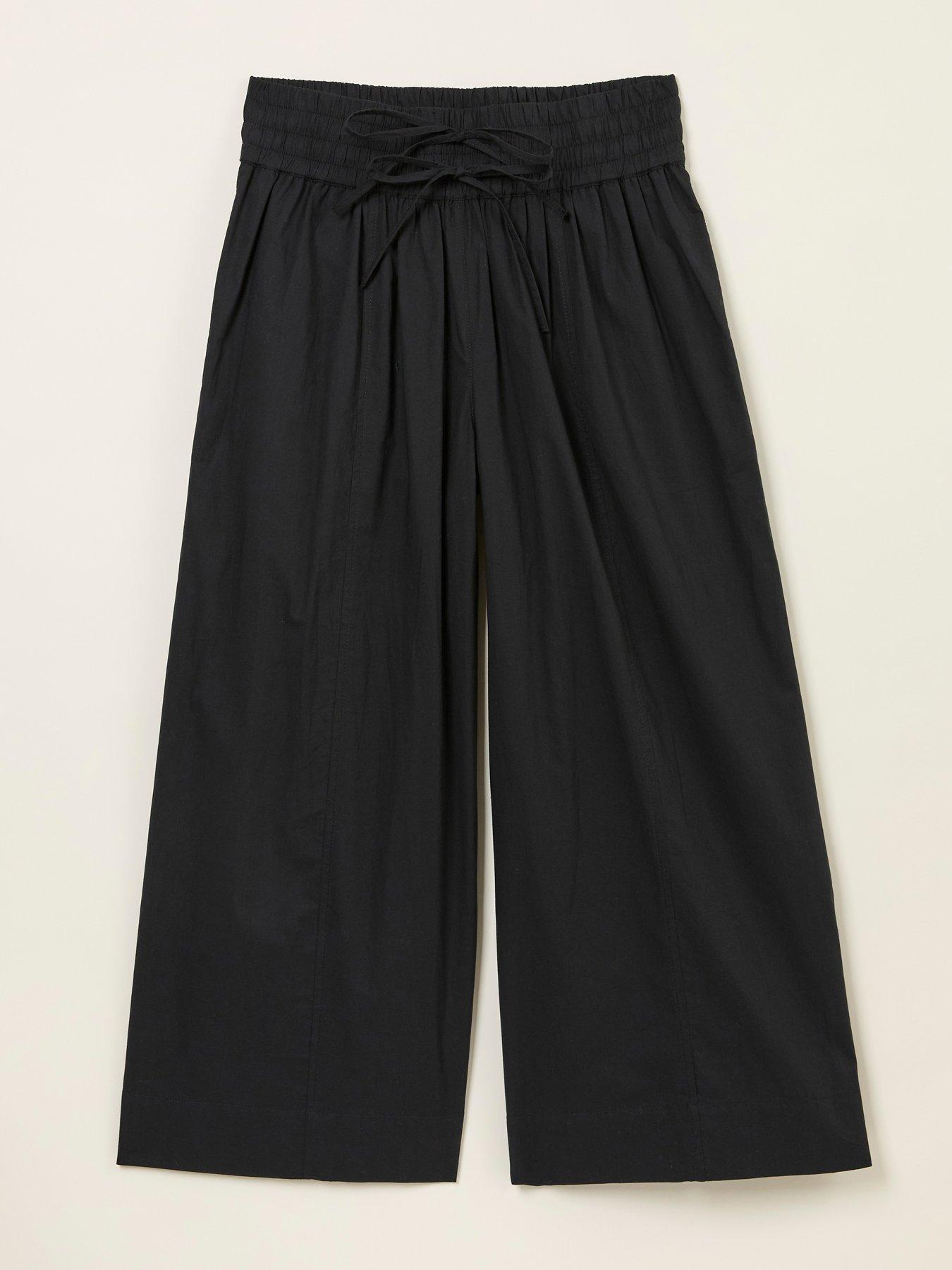 Image 6 of 6 of FatFace Aubrey Wide Leg Crop Trousers - Black