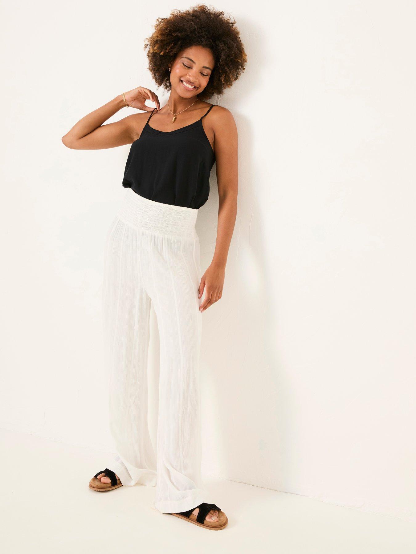 Image 3 of 6 of FatFace Palazzo Trousers - White