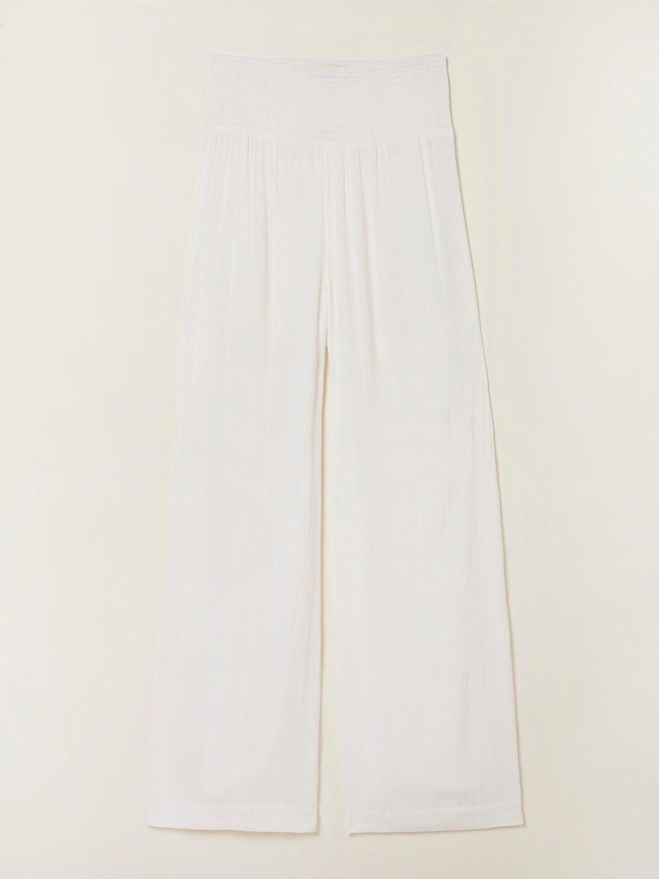 Image 6 of 6 of FatFace Palazzo Trousers - White