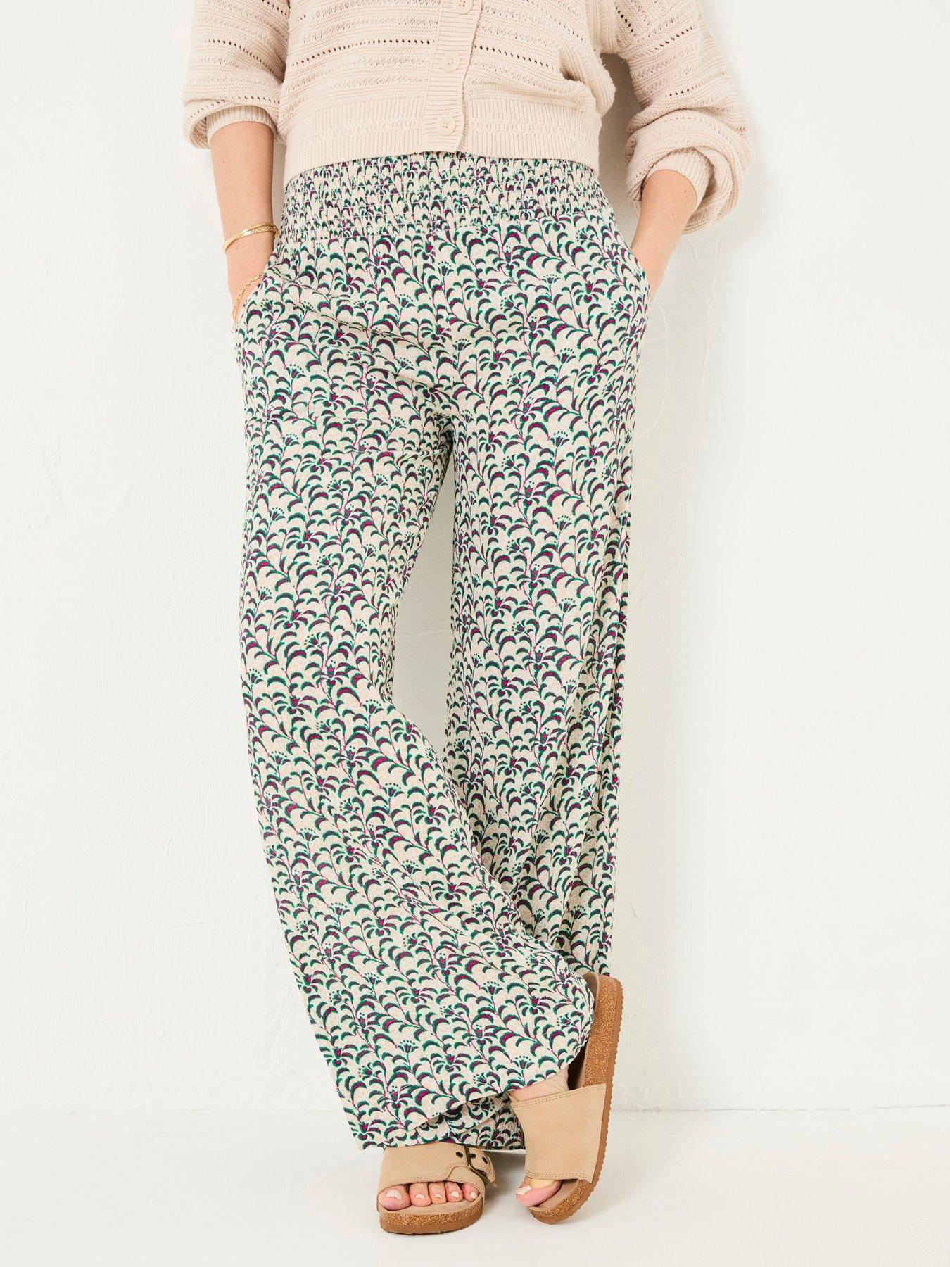 Image of FatFace Shirred Vine Palazzo Trouser - Multi