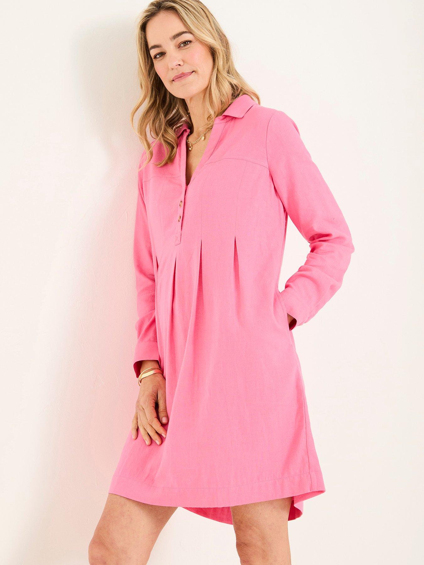 FatFace Lena Linen Dress - Pink