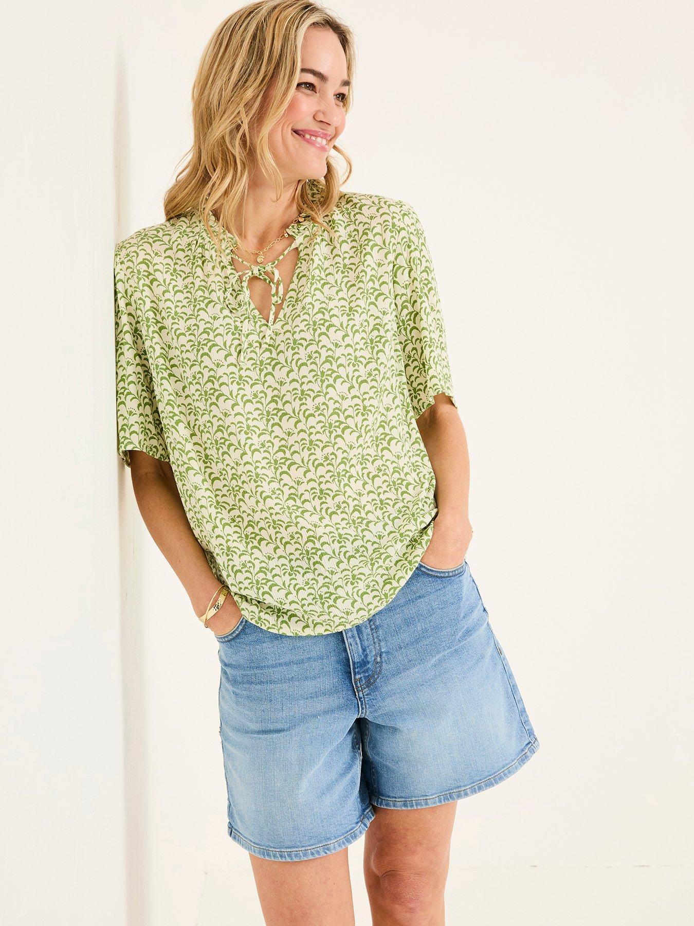 FatFace Airee Woodblock Blouse - Green