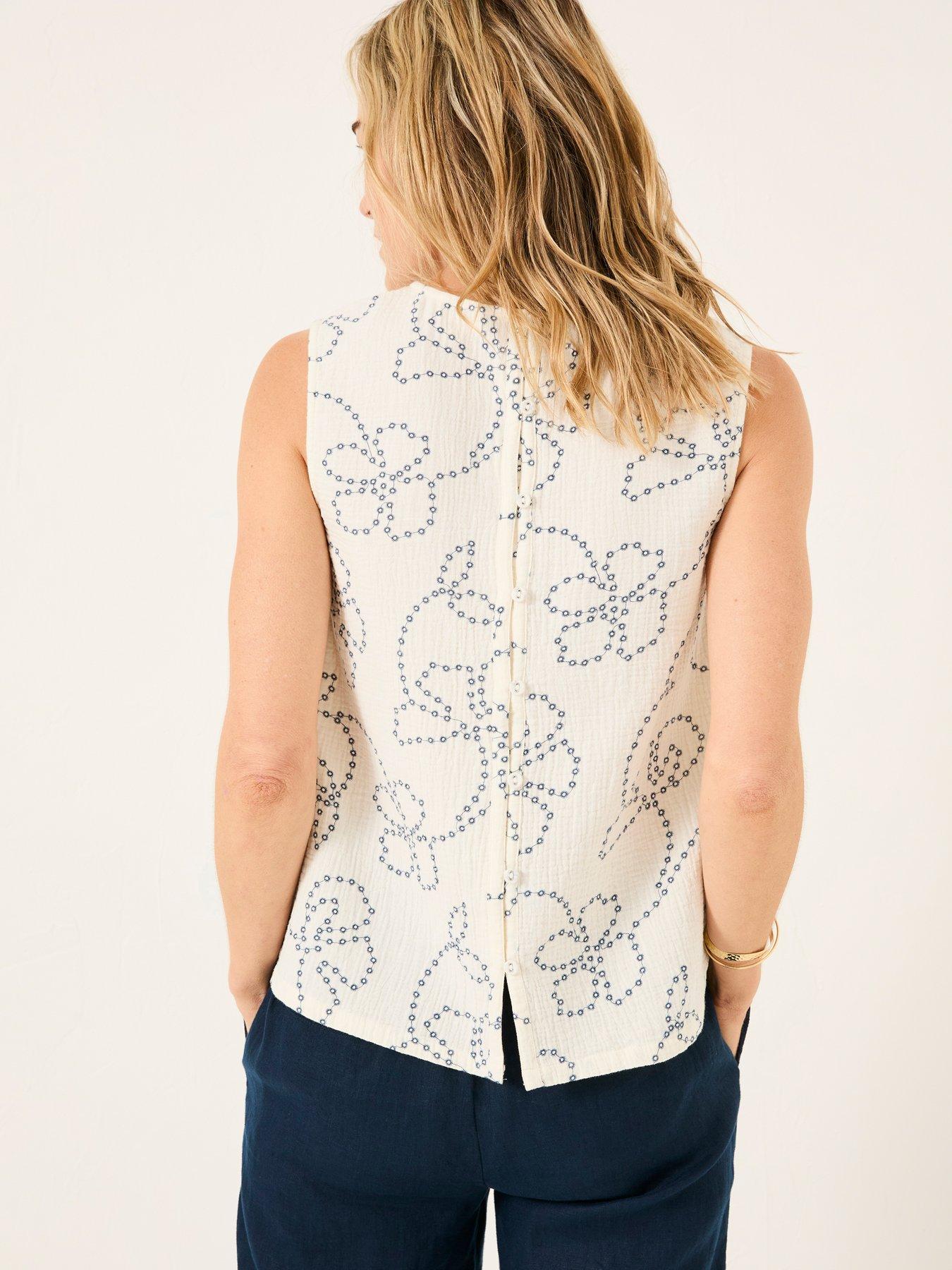 Image 2 of 5 of FatFace Leah Embroidered Cami - White