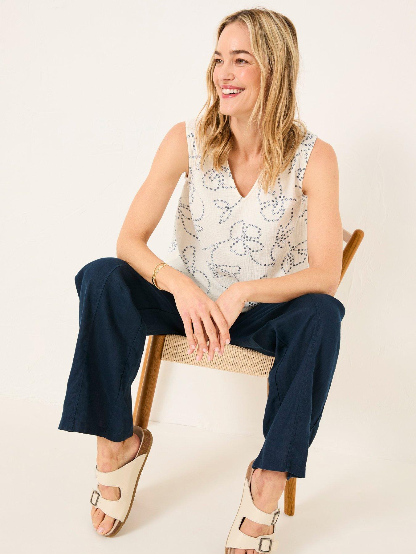 Image 3 of 5 of FatFace Leah Embroidered Cami - White