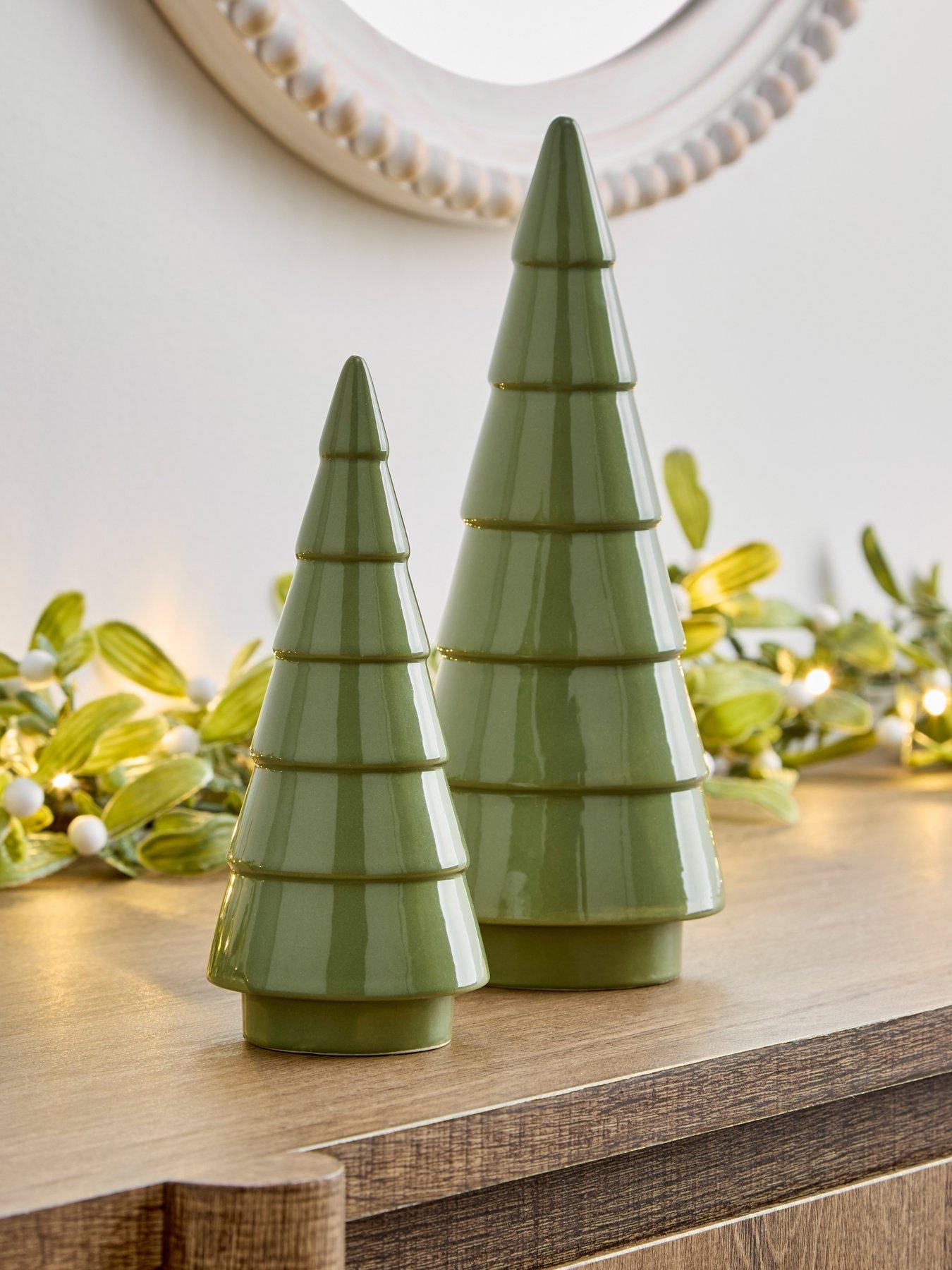 Very Home Set of 2 Ceramic Tabletop Christmas Trees