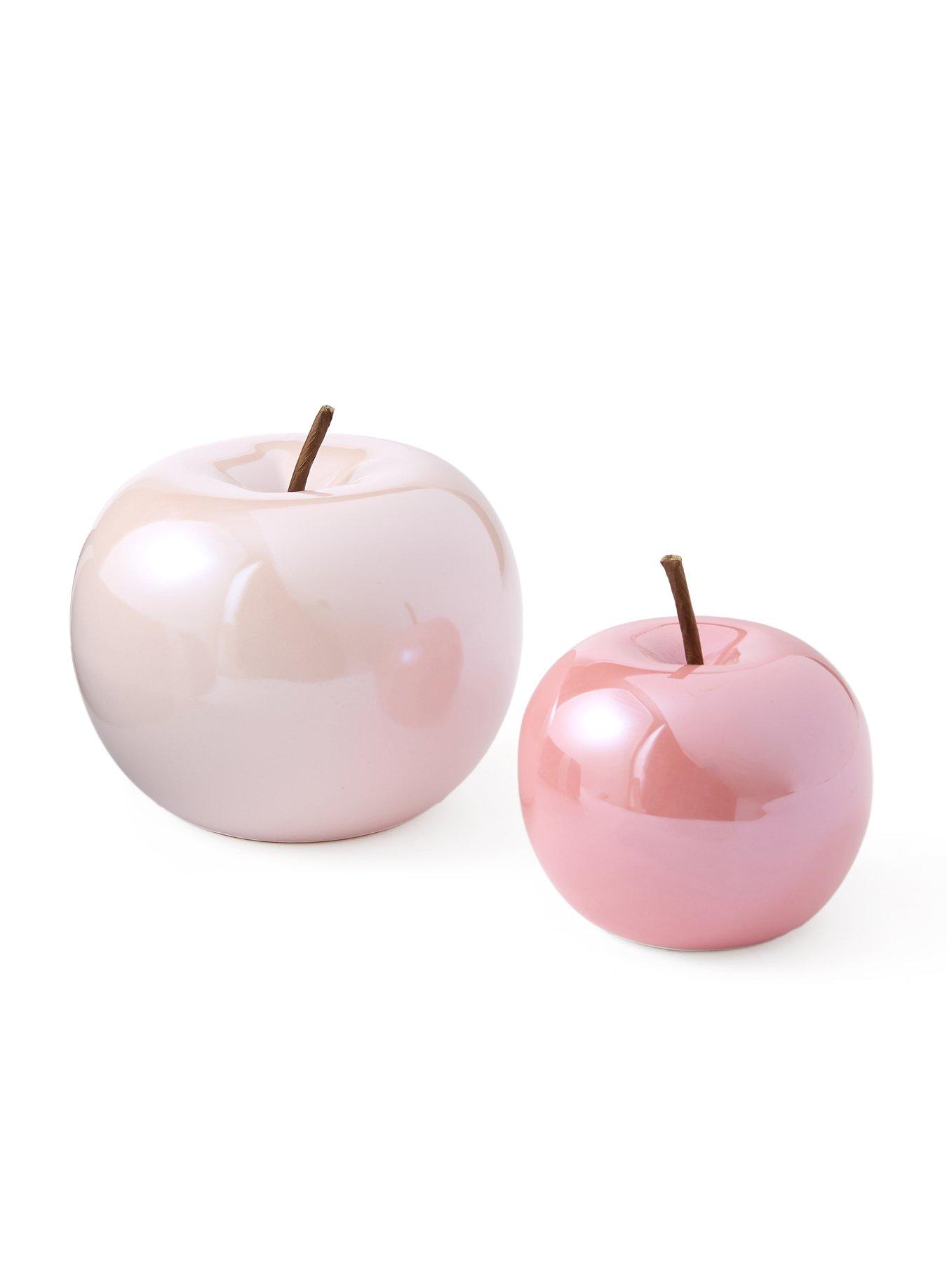 very-home-set-of-2-ceramic-pink-apple-christmas-decorationsstillFront