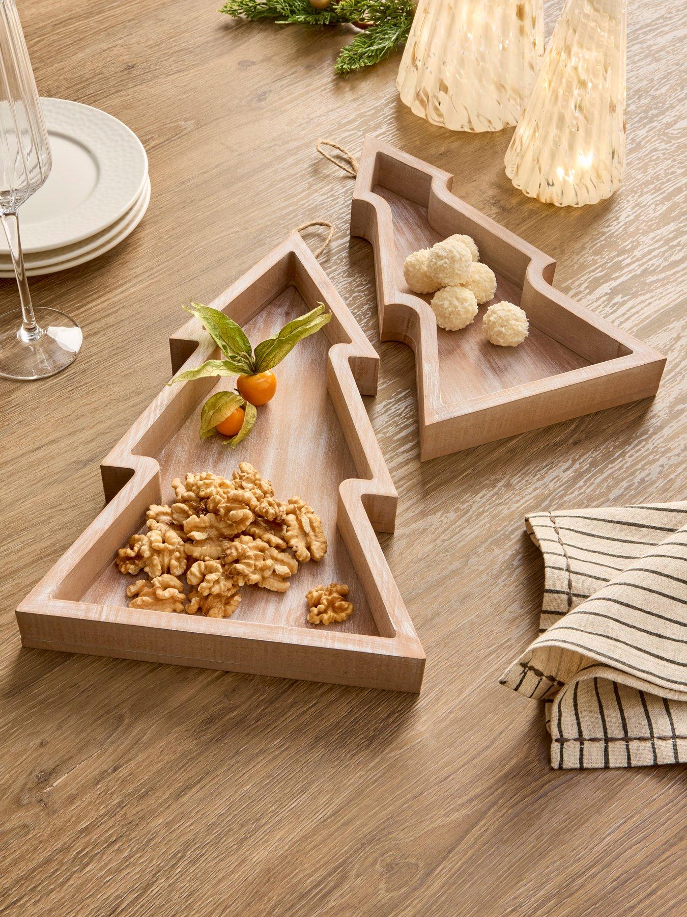 The Very Collection Set Of 2 Decorative Christmas Tree Trays/Decorations in Natural