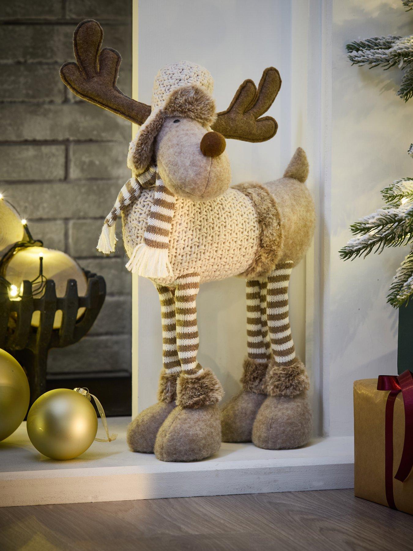 Image 1 of 5 of The Very Collection Cosy 4 Legged Plush Deer Christmas Decoration