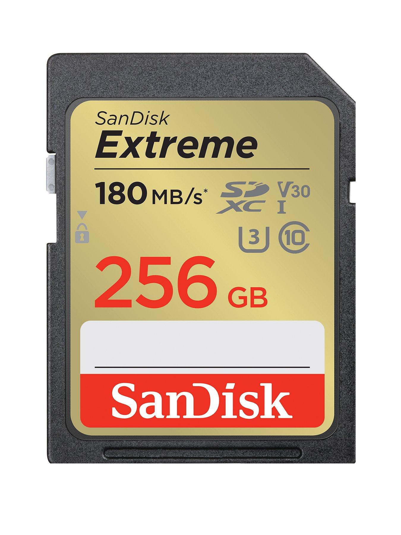 undefined SanDisk Extreme 256GB SDXC Memory Card + 1 year RescuePRO Deluxe up to 180MB/s  &  130MB/s Read/Write speeds, UHS-I, Class 10, U3, V30