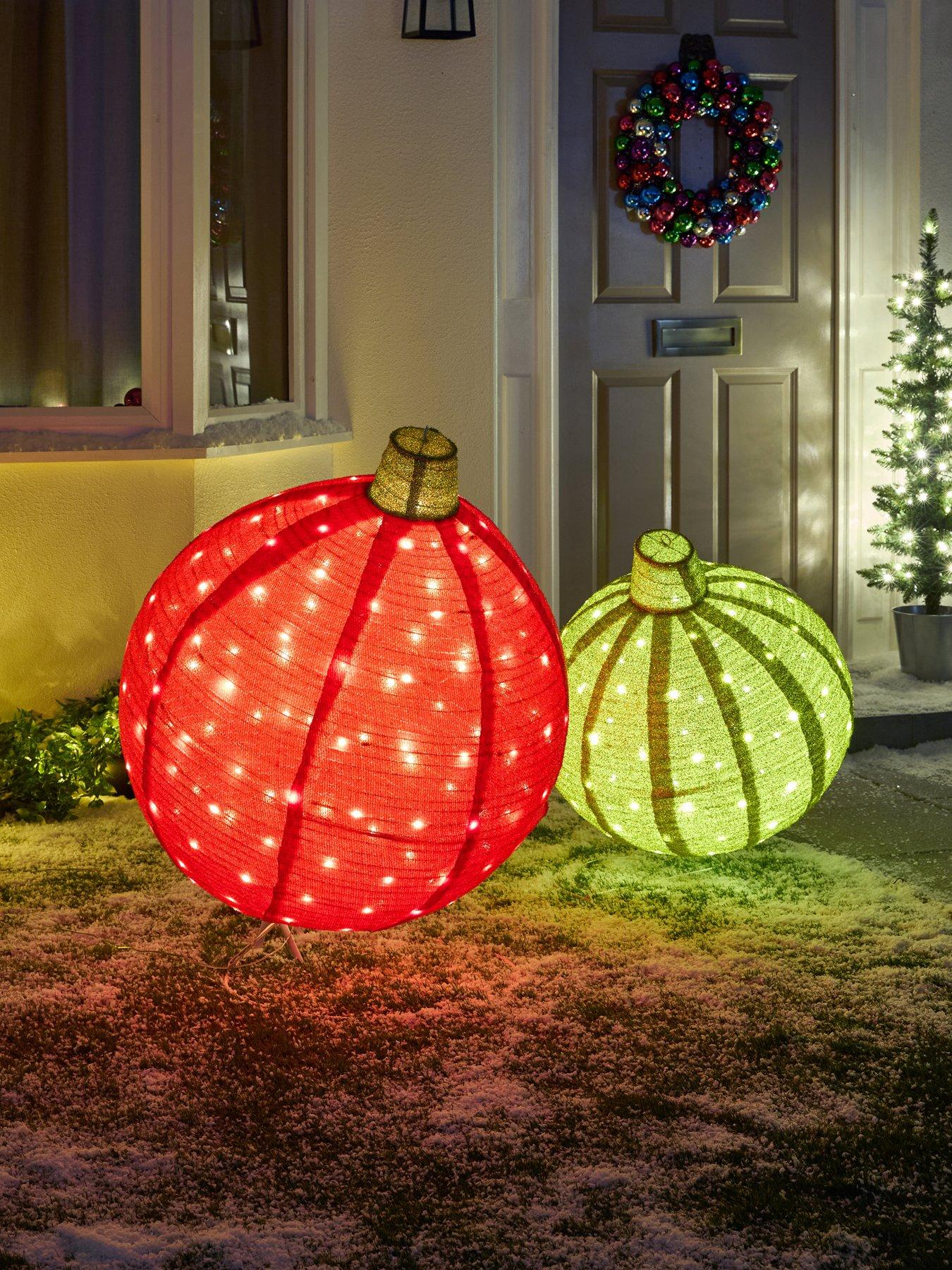 Very Home Set of 2 Light up Giant Bauble Outdoor Christmas Decorations