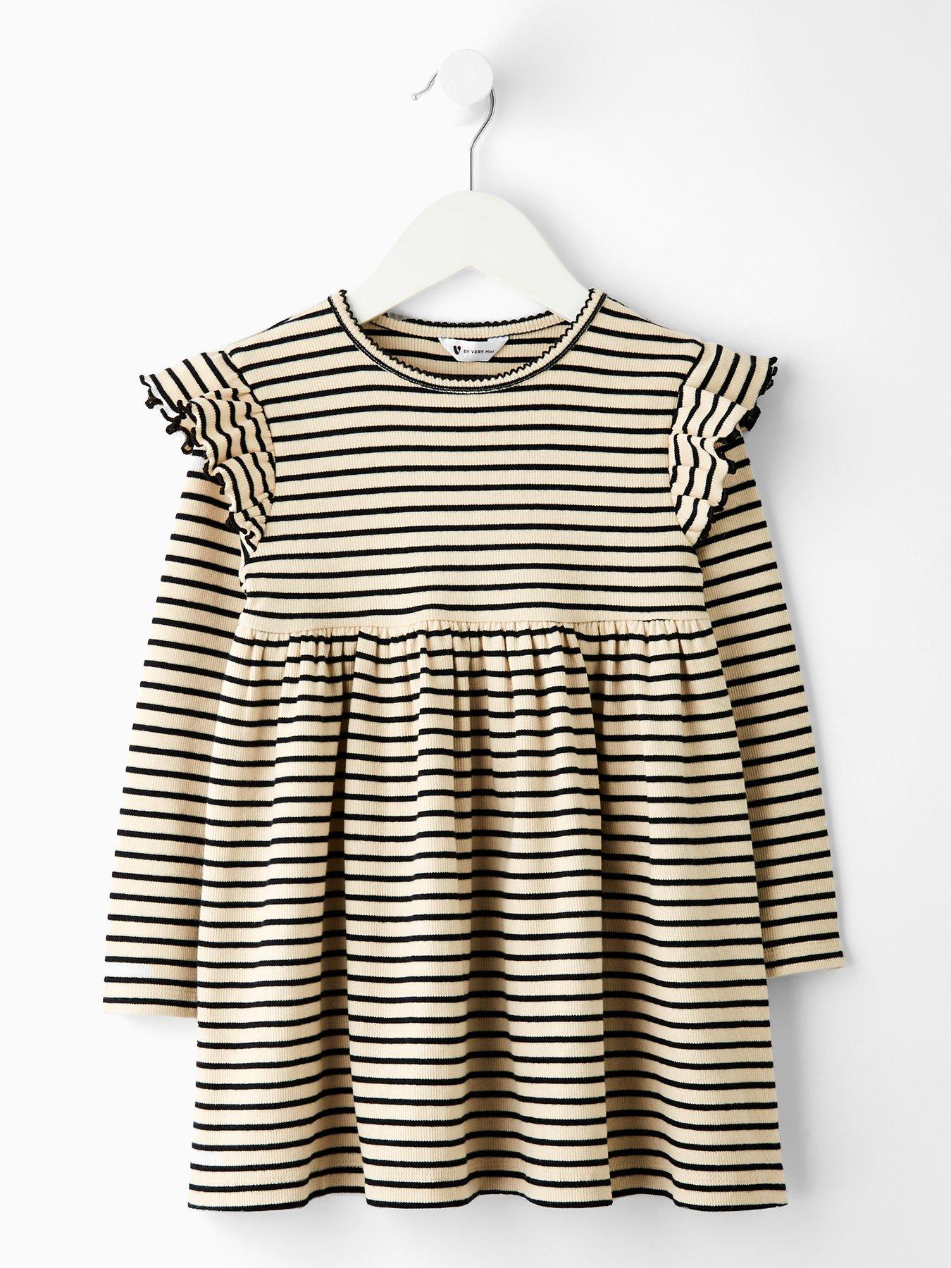 Mini V by Very Girls Rib Frill Shoulder Detail Dress - Print