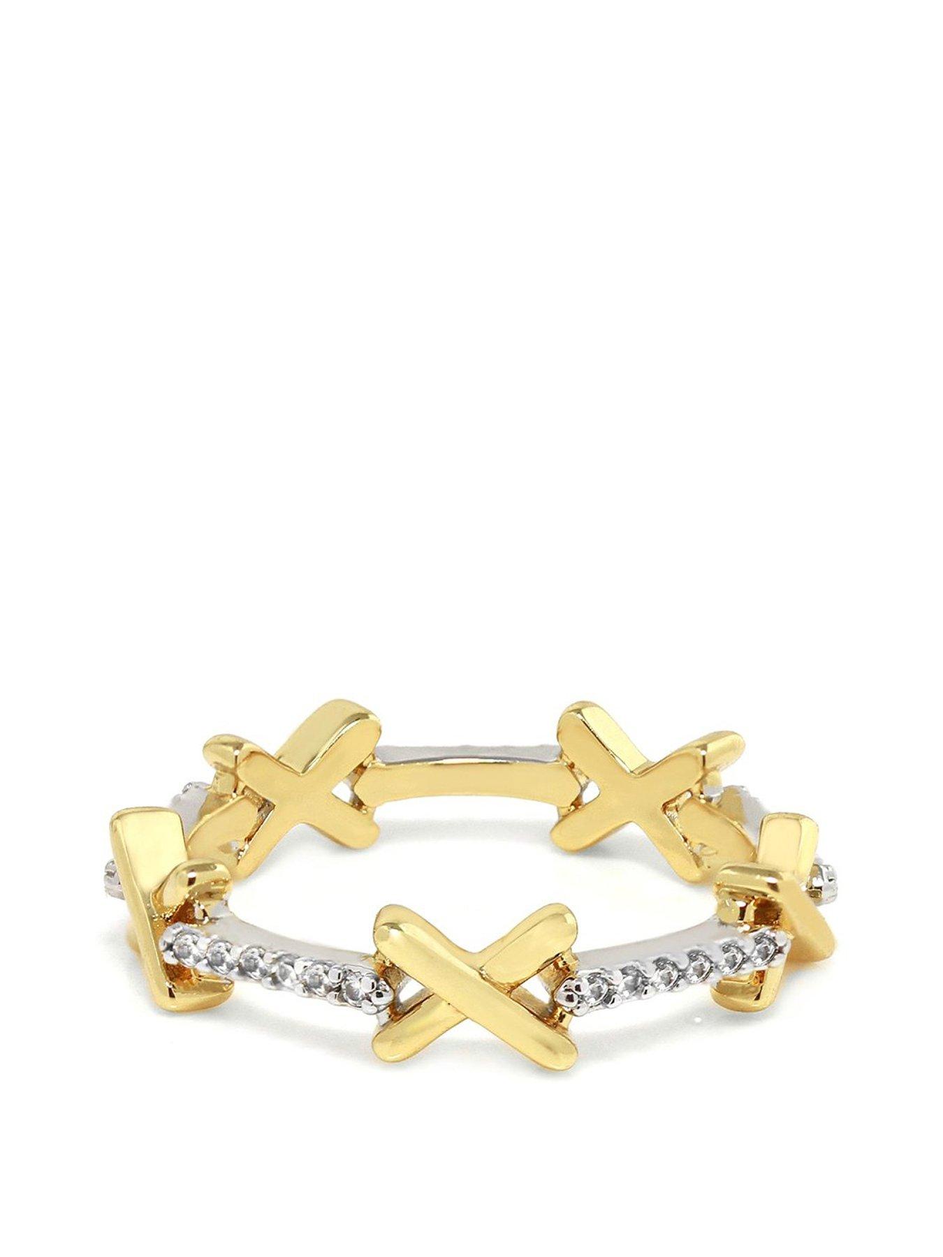 Say It With Kiss Band Ring - Gold & Silver