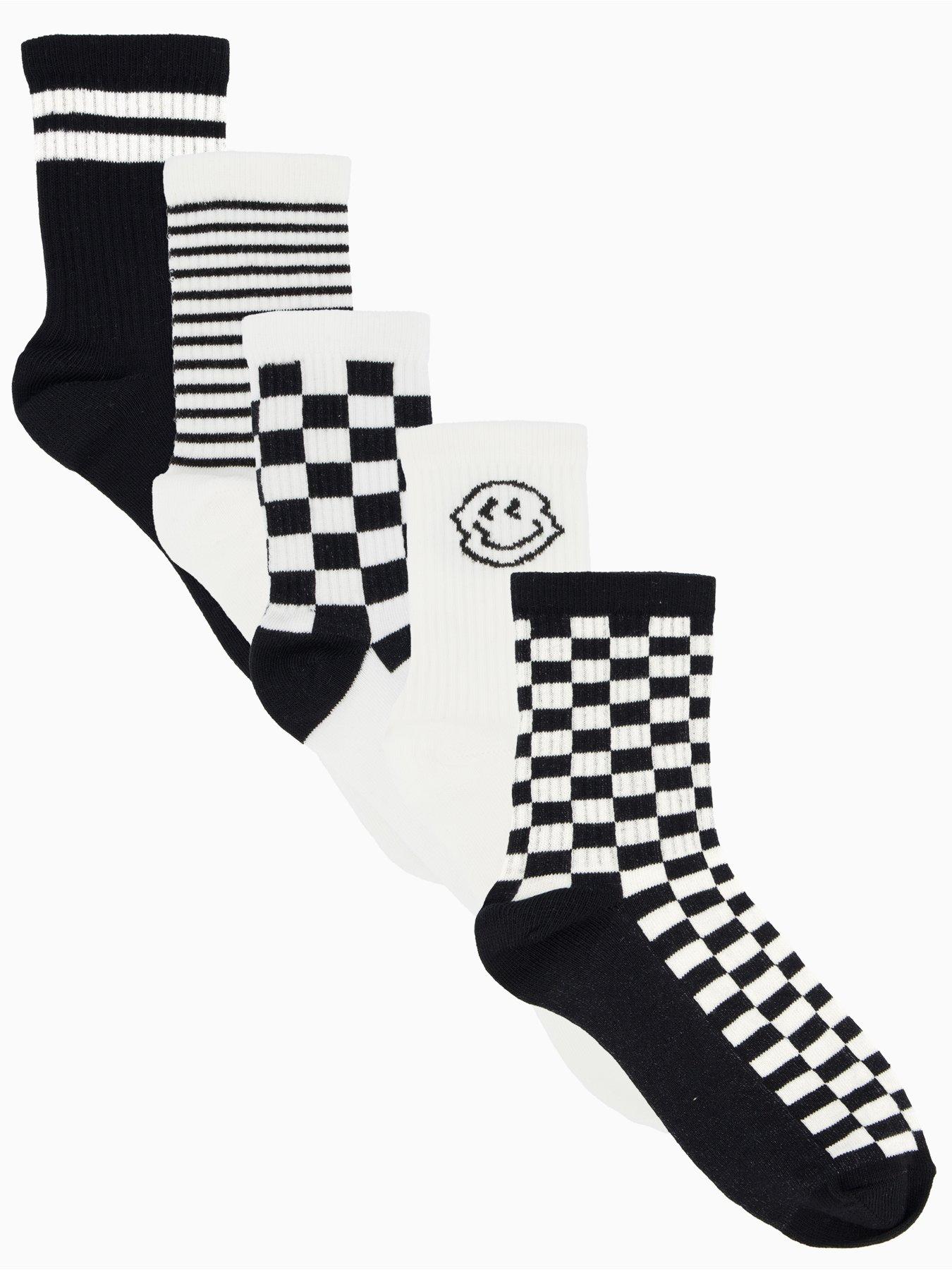 V by Very Boys 5 Pack Checkerboard Smiley Socks - Multi