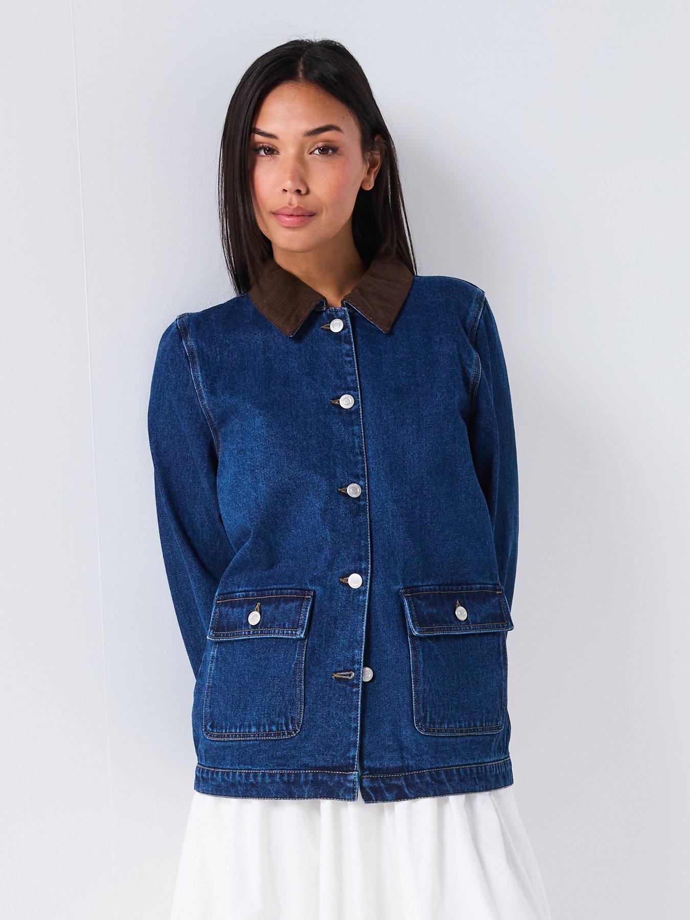 only-frankie-long-sleeve-cord-oversized-denim-jacket-bluefront