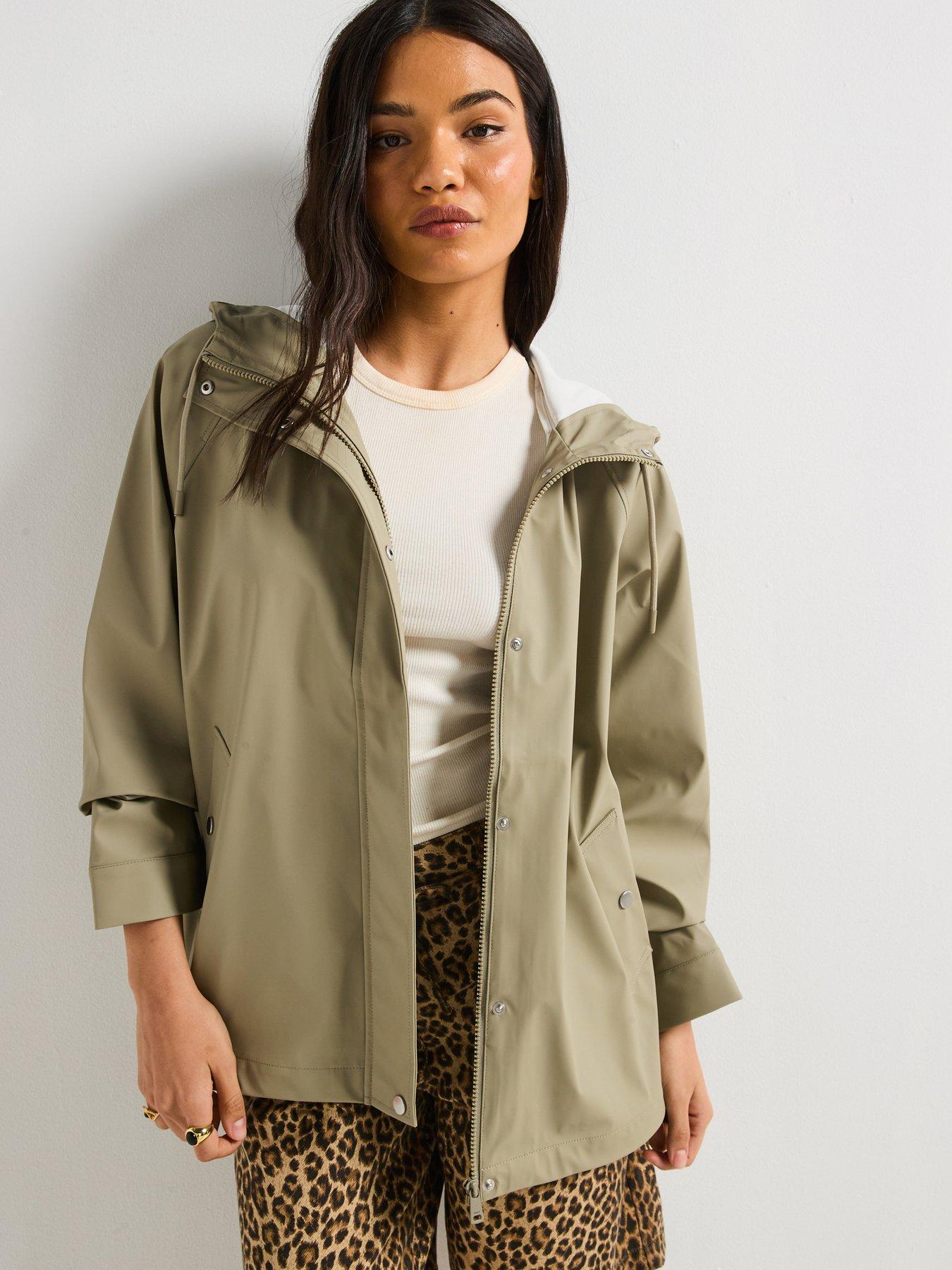 Image of Only Elisa Short Rain Coat - Brown