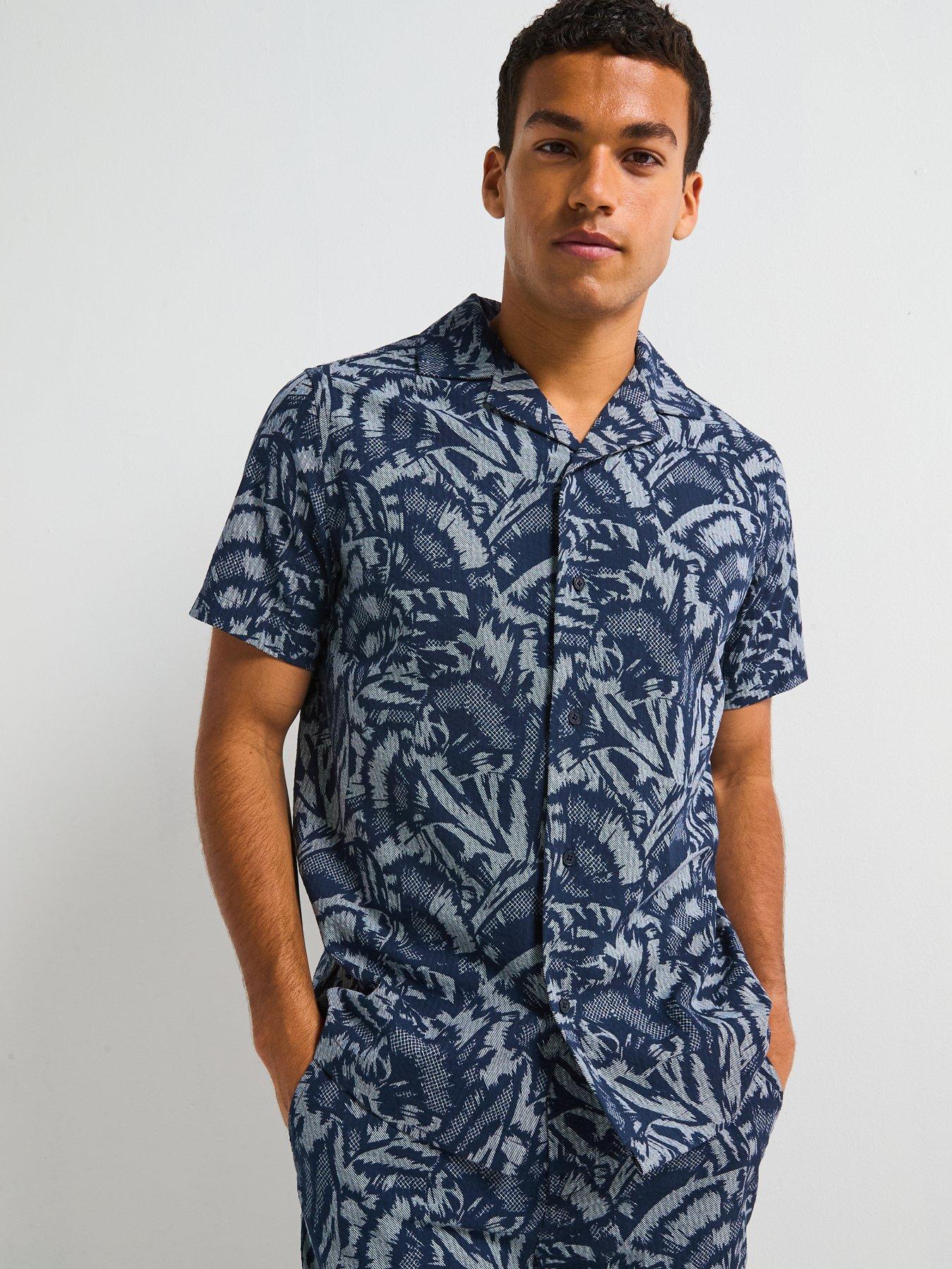 Barbour International Kew All Over Print Seersucker Shirt - Navy