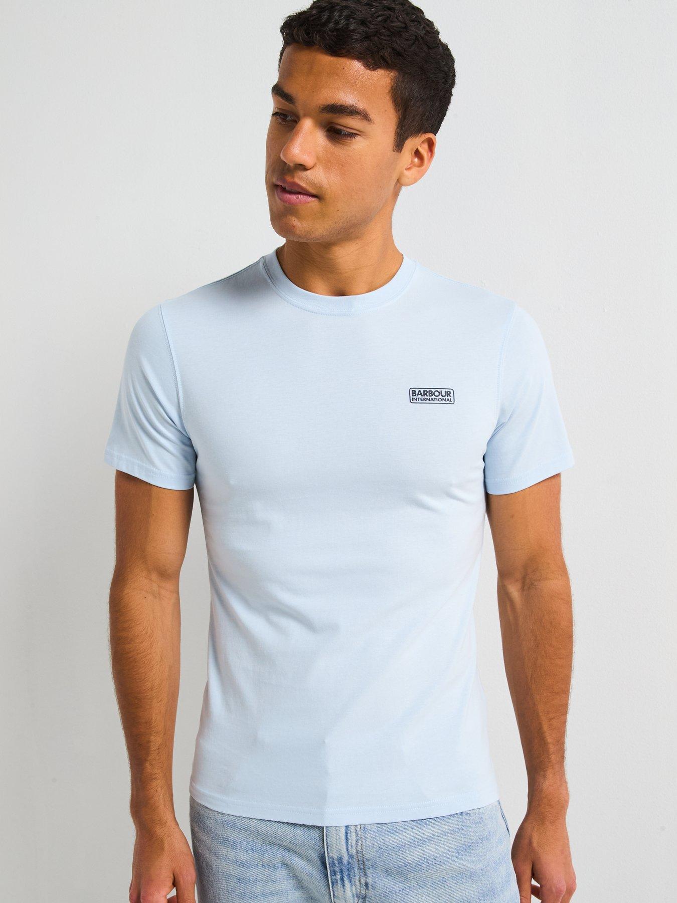 Image 1 of 4 of Barbour International Small Logo Slim Short Sleeve T-Shirt - Light Blue