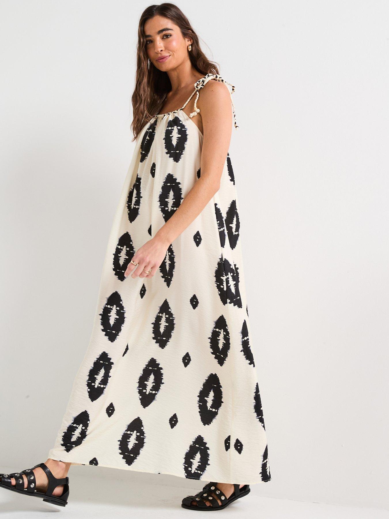 Image 1 of 5 of Only Elanor Braid Ankle Dress - Black/White
