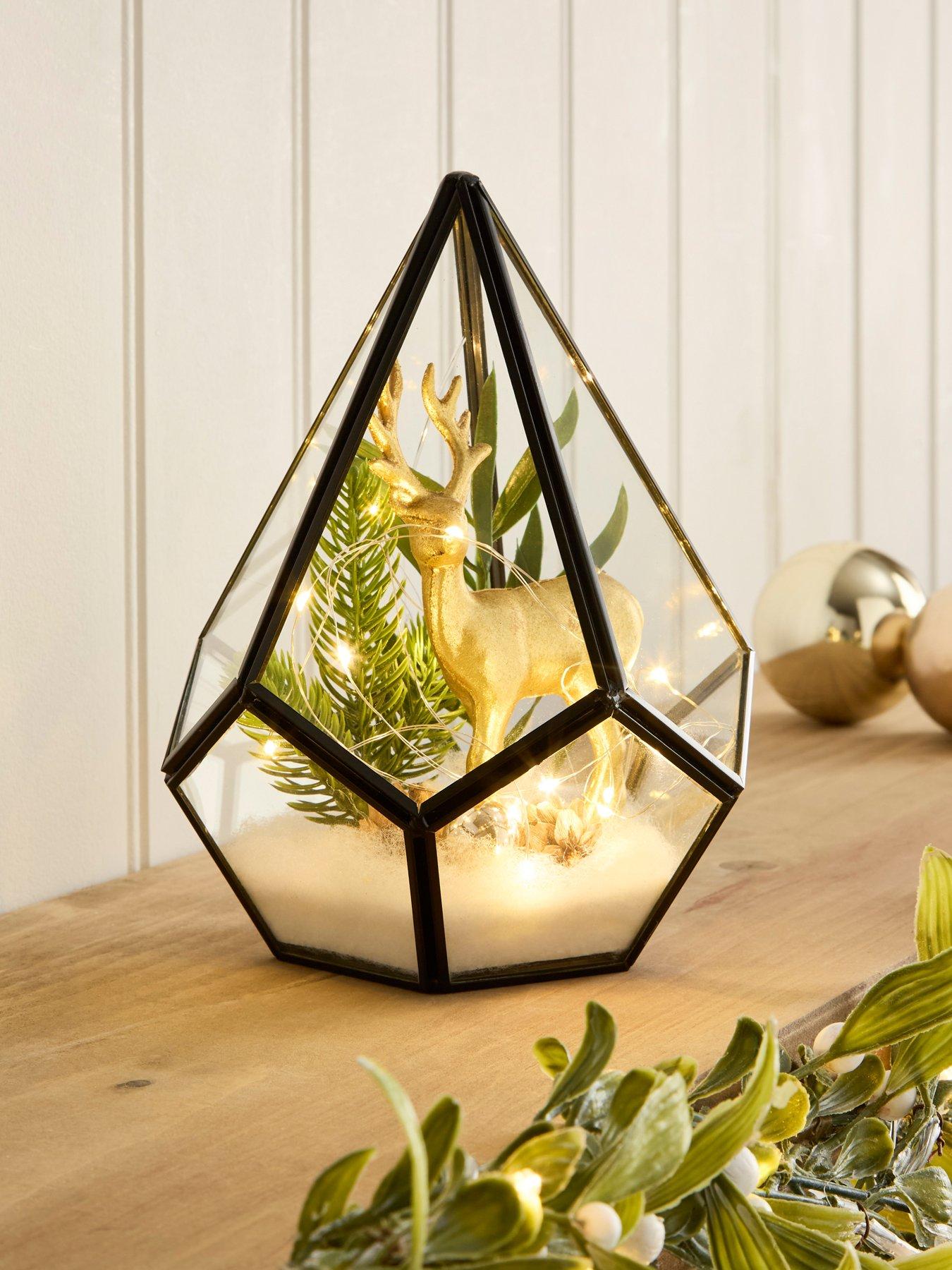 Very Home Lit Stag Terrarium Table Light Christmas Decoration