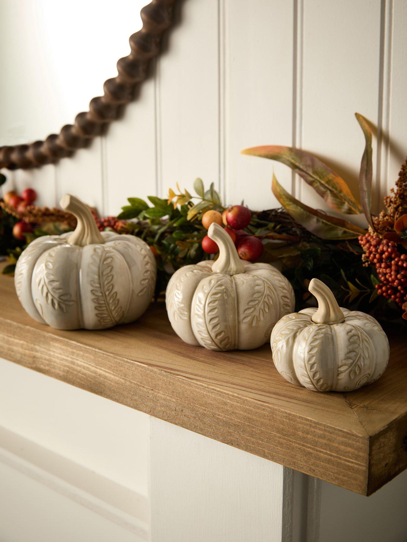 Festive Autumn Embossed Autumn Pumpkin Decorations - Set of 3