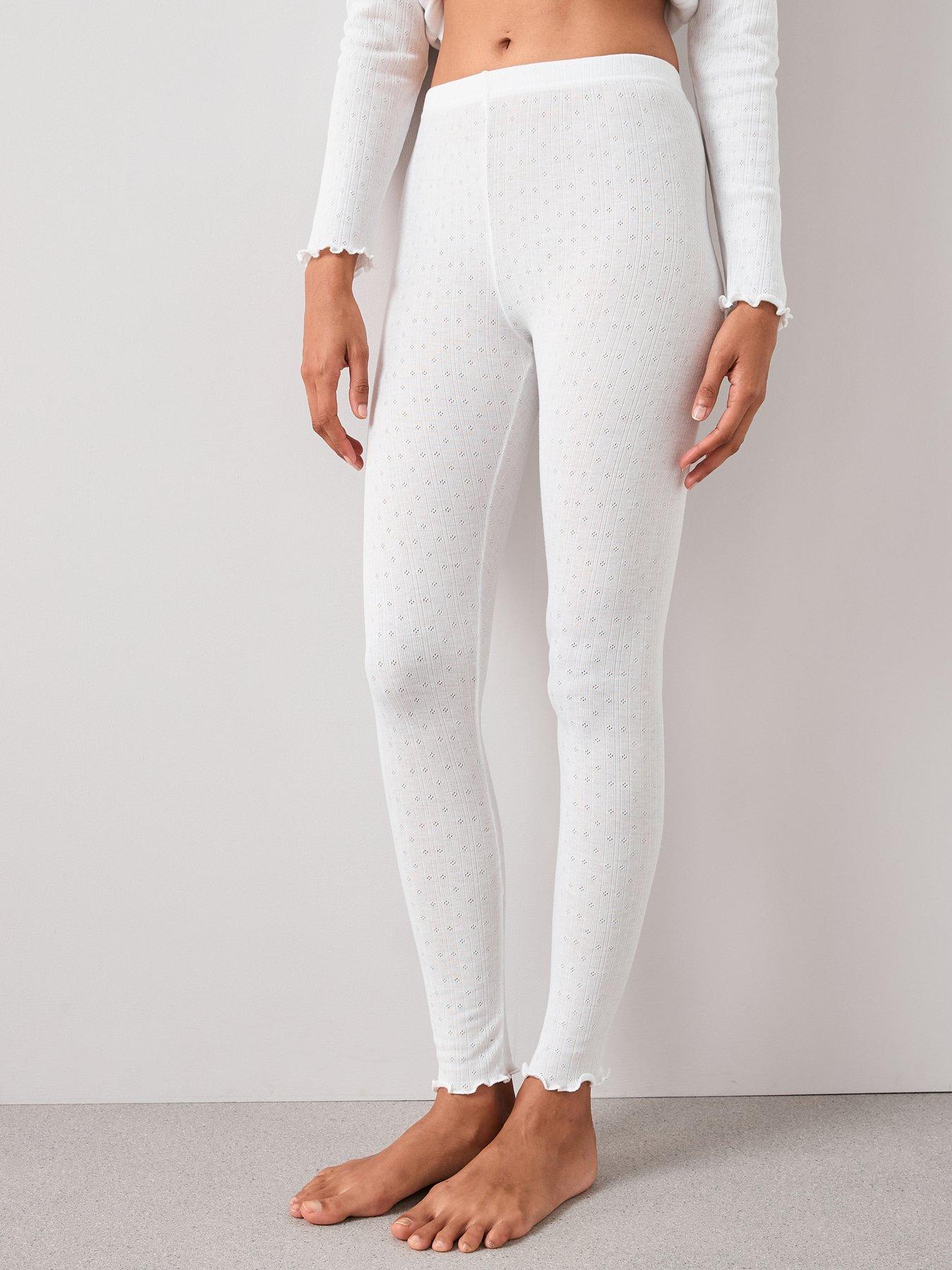 The Very Collection Pointelle Thermal Leggings - White