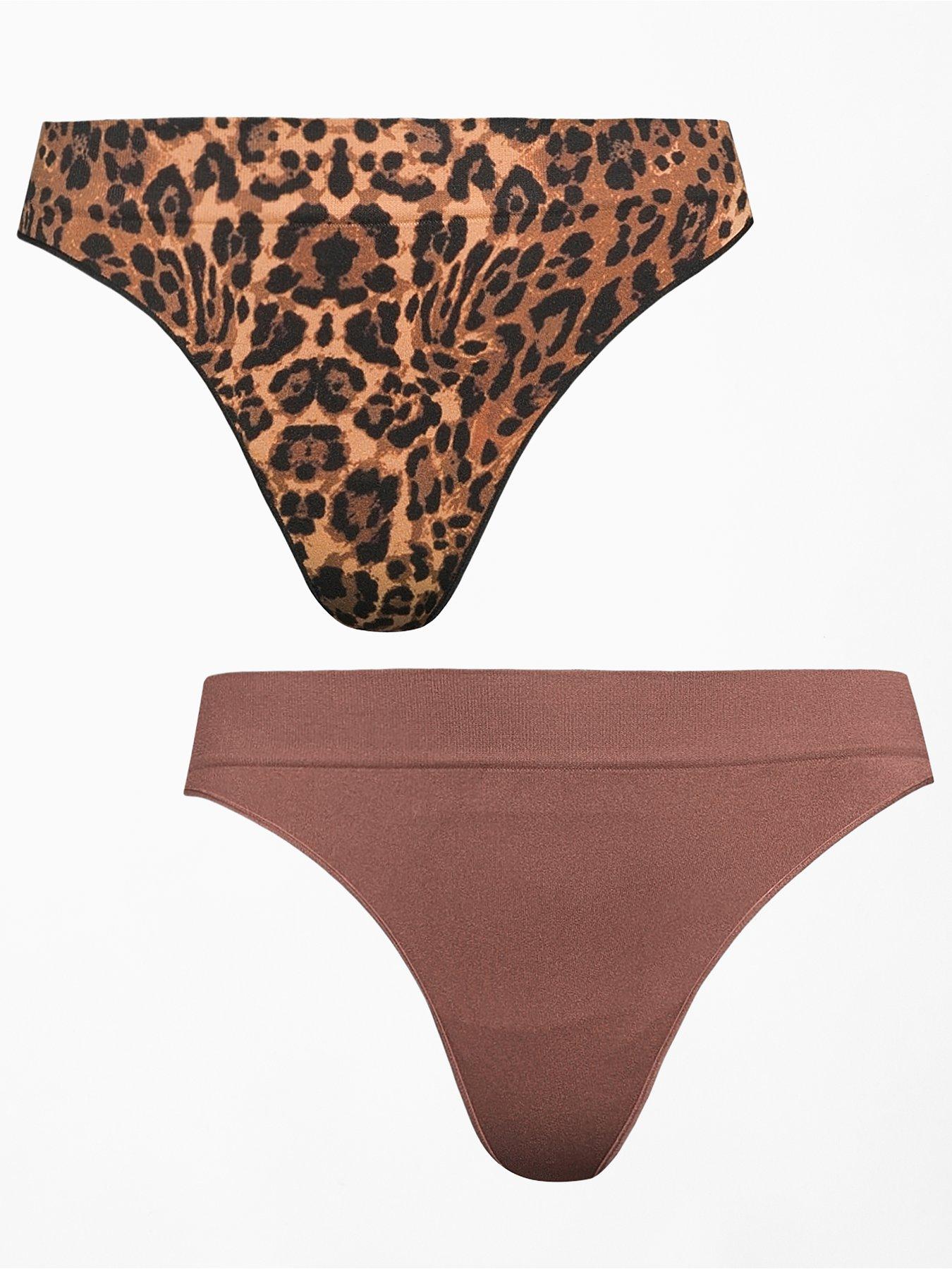 the-very-collection-2-pack-seamless-print-and-plain-thongs-brown