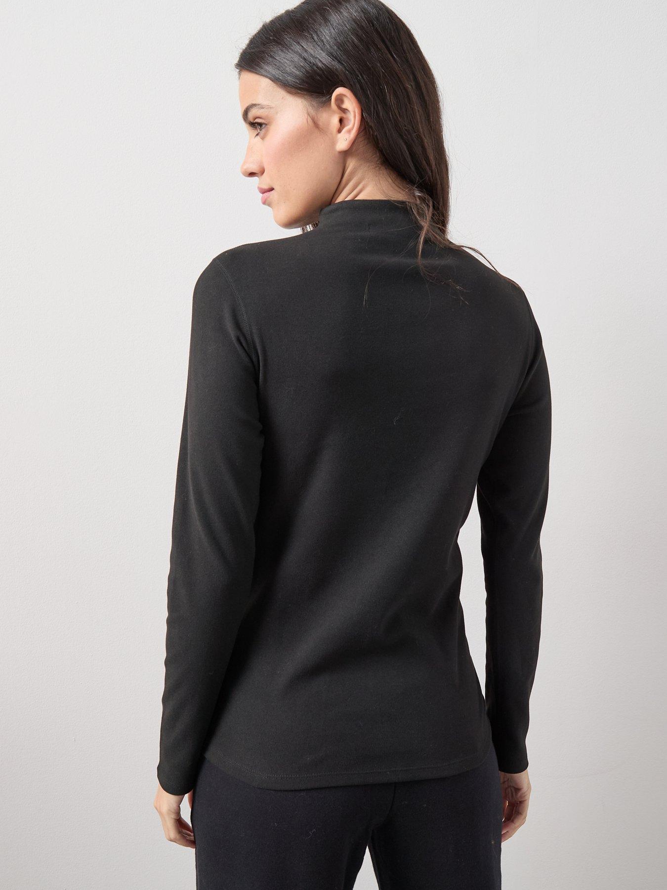 Image 2 of 7 of The Very Collection Fleece Lined Thermal High Neck Long Sleeve Top - Black