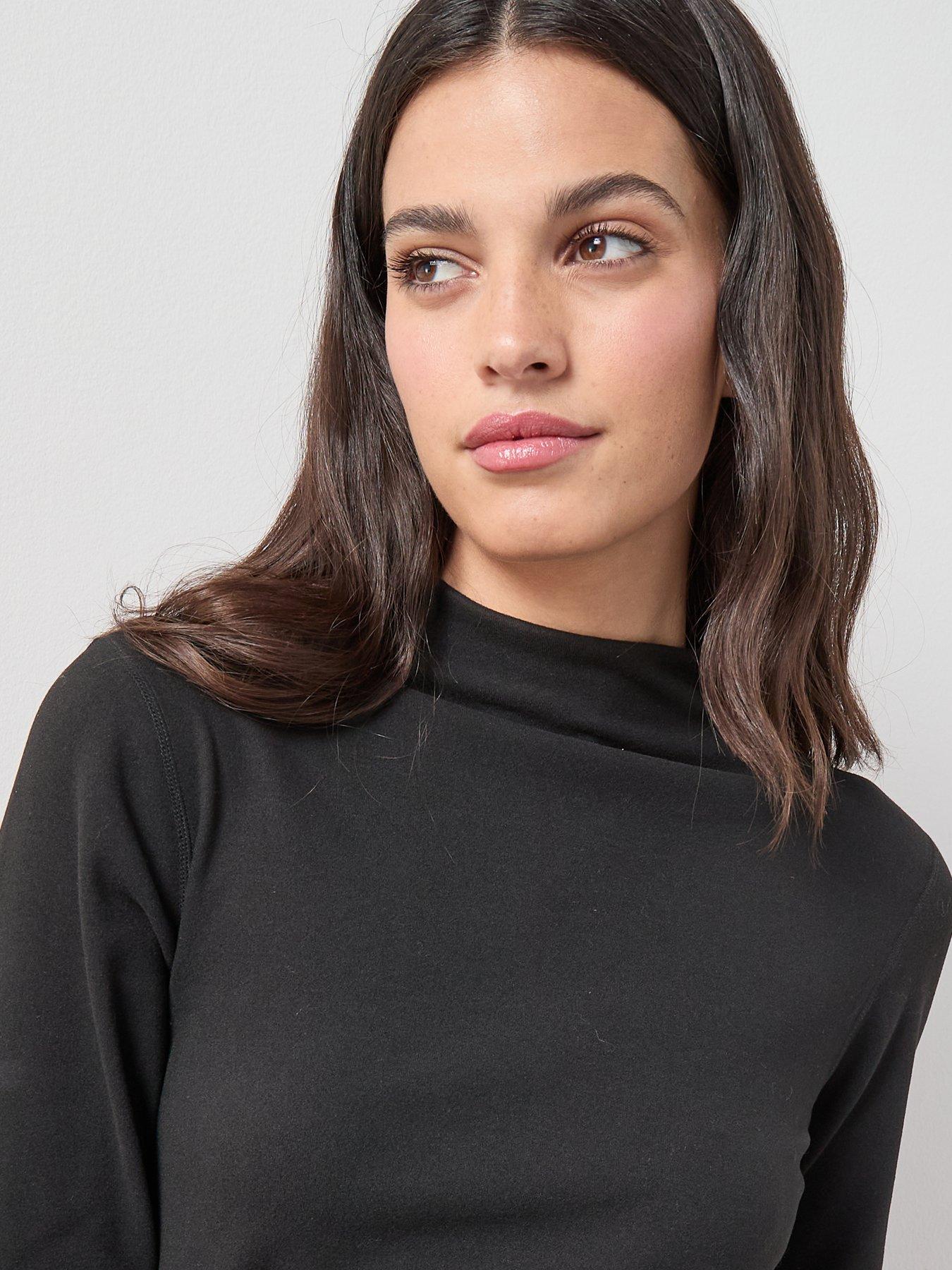 Image 4 of 7 of The Very Collection Fleece Lined Thermal High Neck Long Sleeve Top - Black