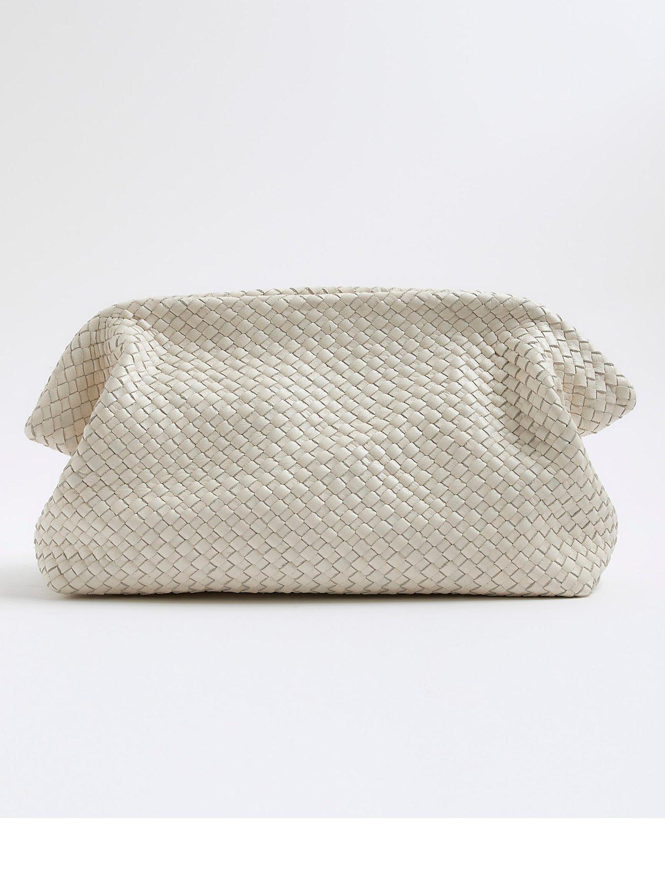 Image 2 of 5 of River Island Studio Leather Clutch Bag - Cream