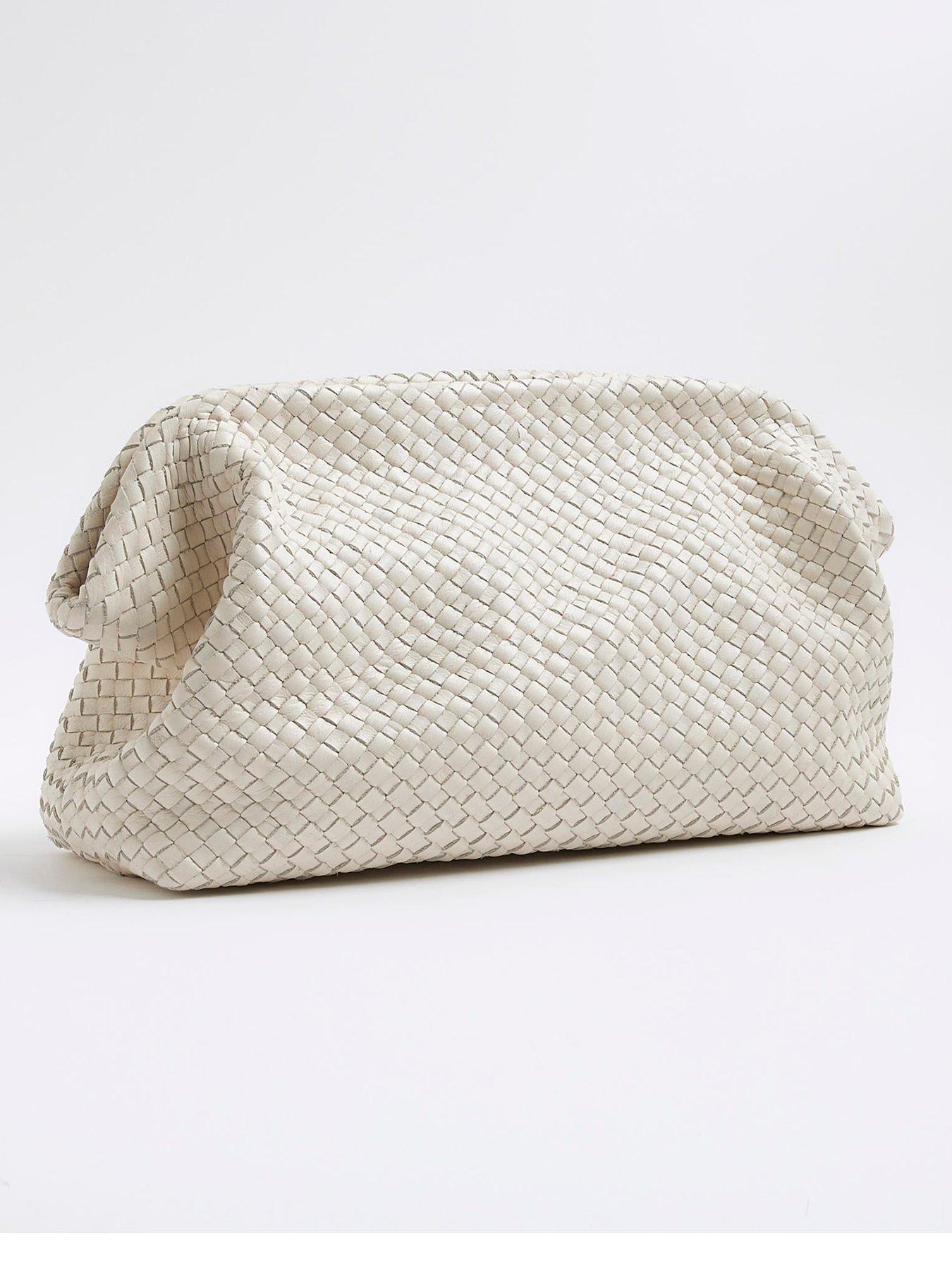 Image 3 of 5 of River Island Studio Leather Clutch Bag - Cream