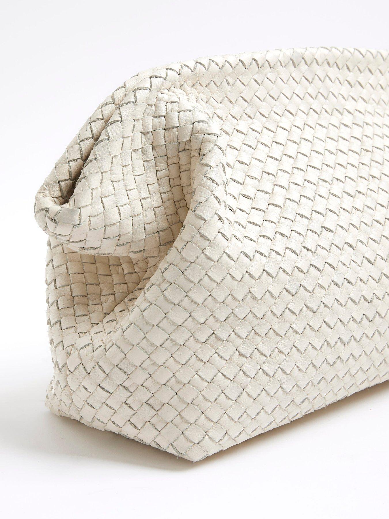 Image 4 of 5 of River Island Studio Leather Clutch Bag - Cream