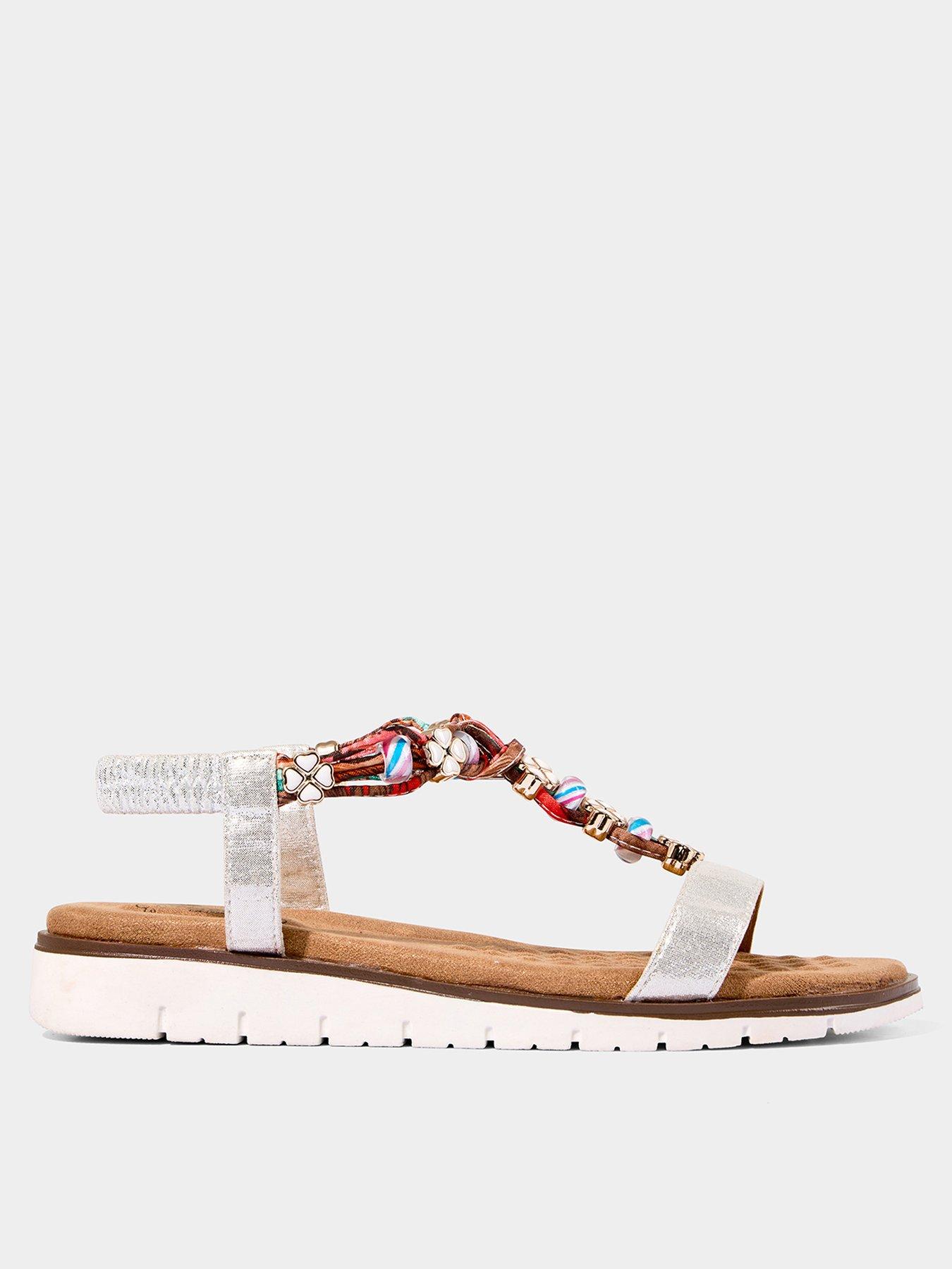 Image of Joe Browns Sunrays Beaded Boho Sandals - Silver