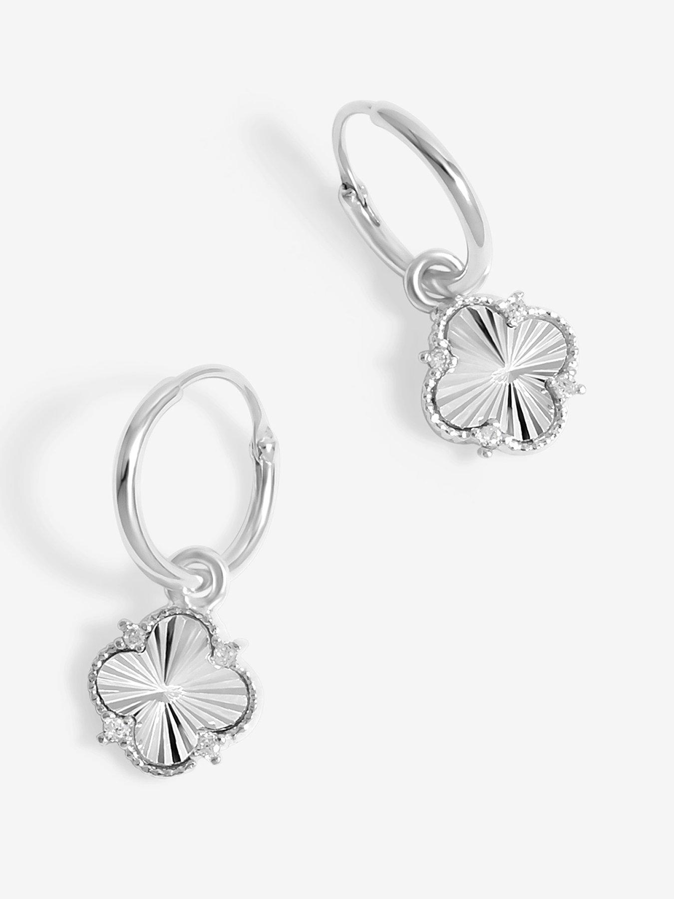 simply-silver-simply-silver-sterling-silver-925-diamond-cut-clover-huggie-hoop-earrings