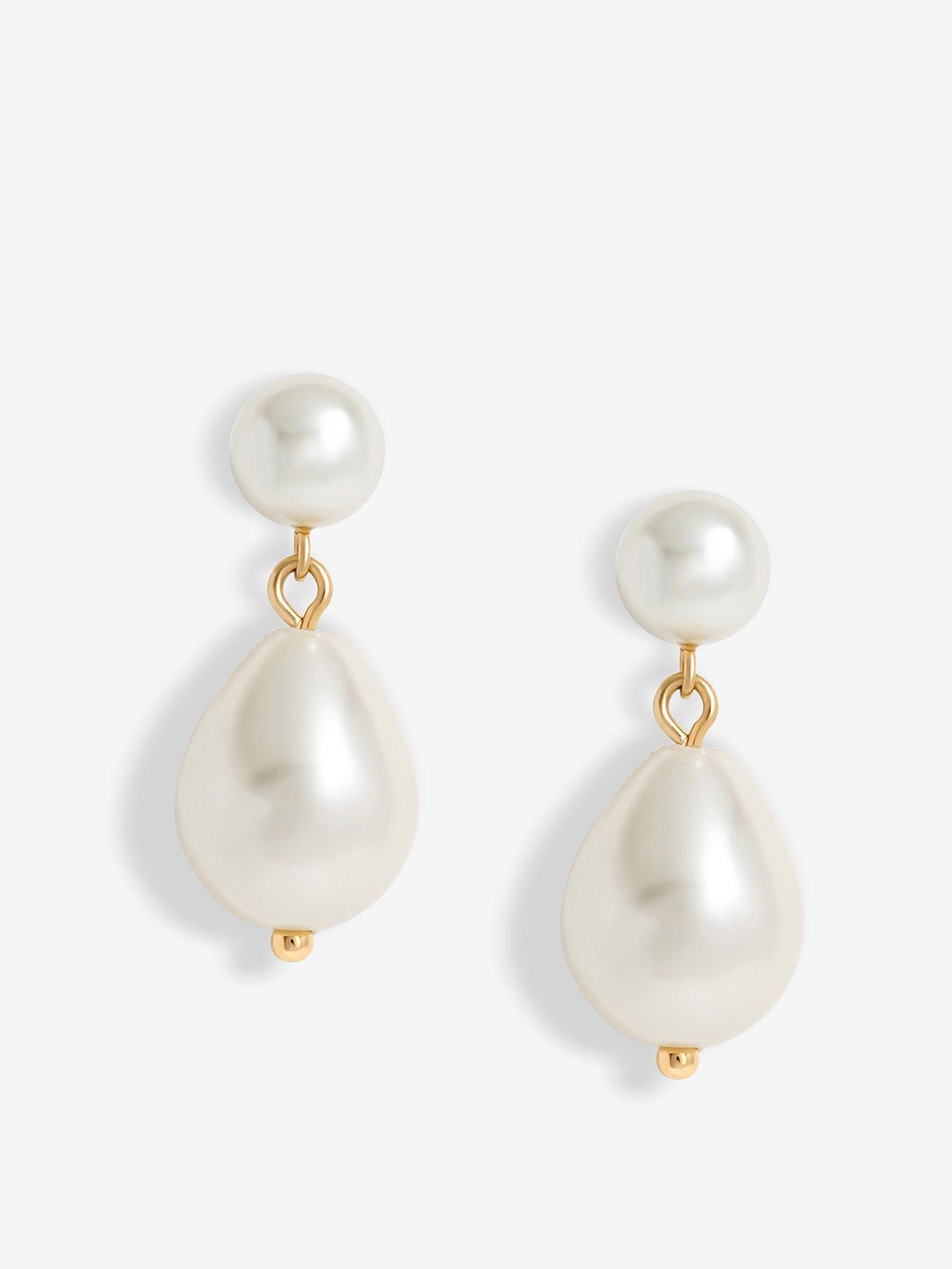 Image 1 of 5 of Jon Richard Jon Richard Gold Plated Pearl Peardrop Earrings