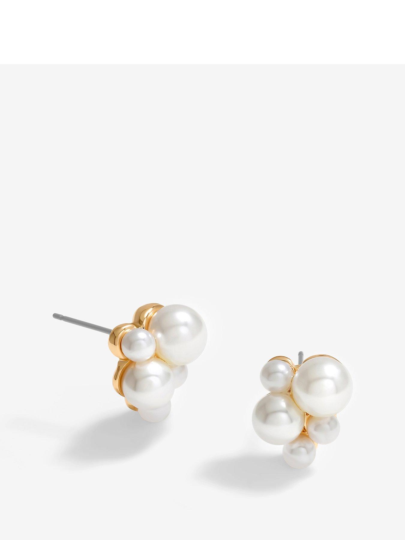 Image of Jon Richard Jon Richard Gold Plated Clustered Pearl Stud Earrings