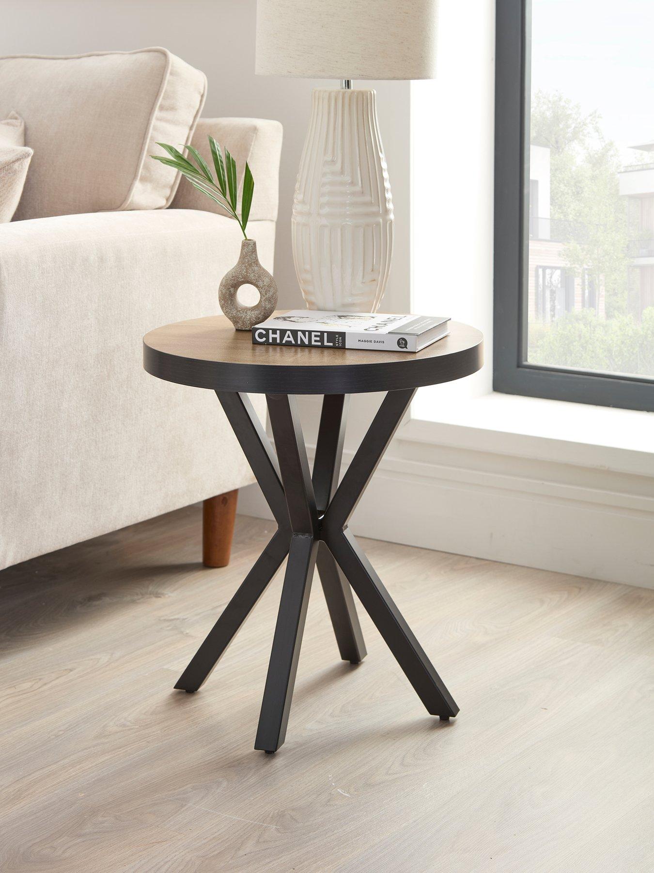 Image 1 of 7 of The Very Collection Oslo Round Side Table - Oak/Black -&nbsp;FSC&reg; Certified