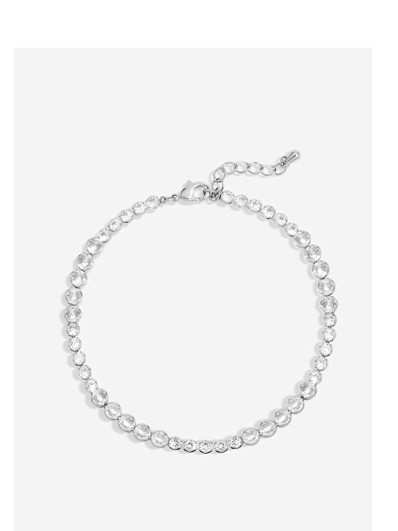 undefined Jon Richard Rhodium Plated Cubic Zirconia Mixed Stone Tennis Bracelet