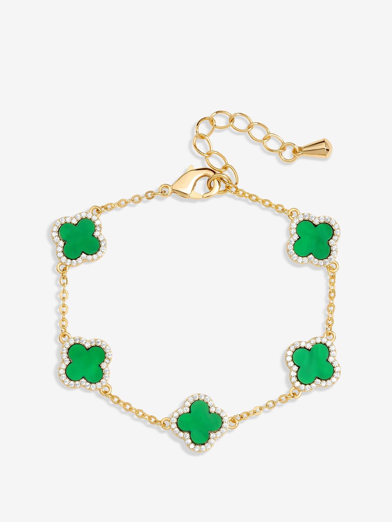 jon-richard-jon-richard-gold-plated-cubic-zirconia-malachite-clover-bracelet