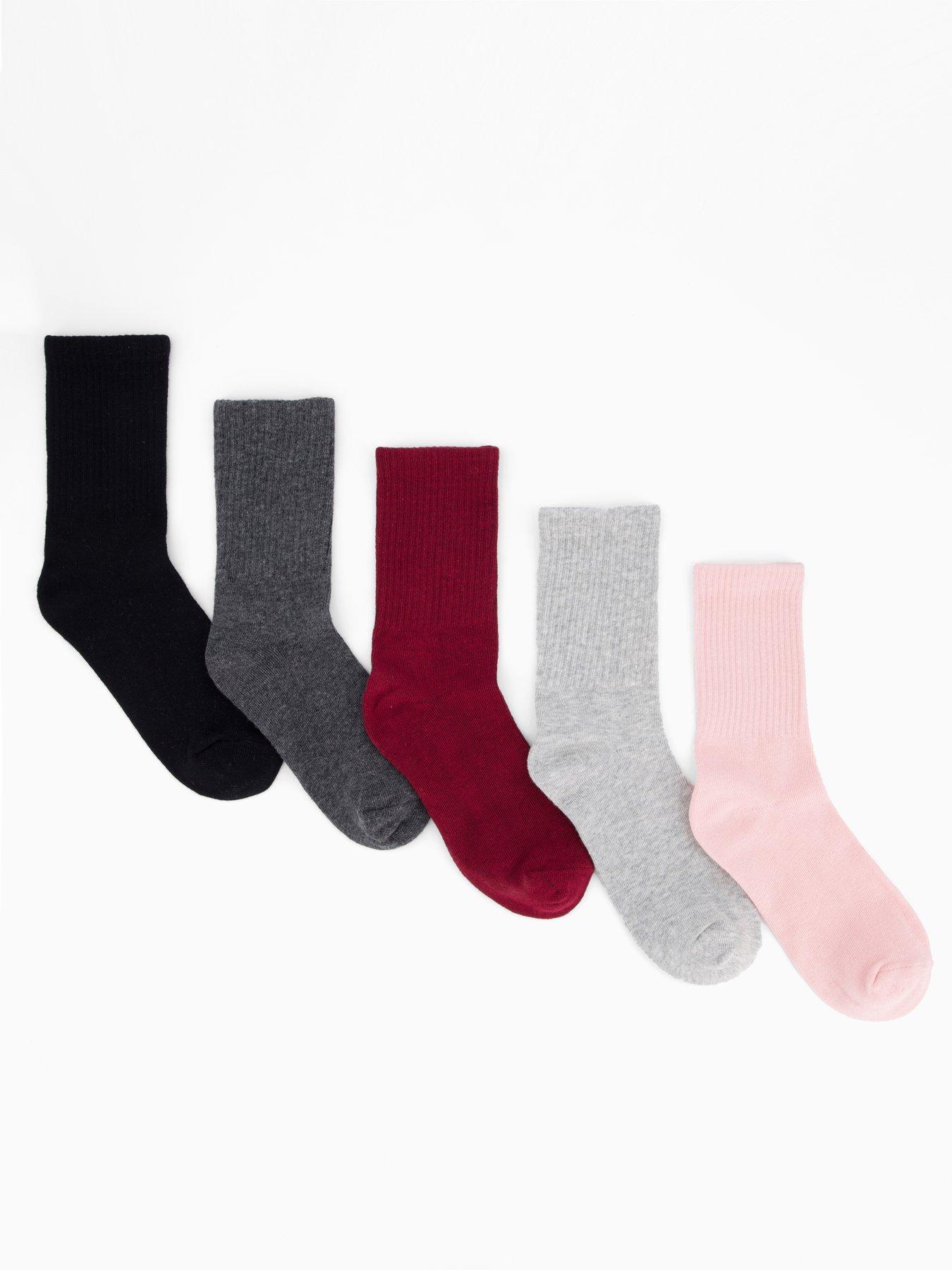 The Very Collection 5 Pack Plain Rib Ankle Socks - Multi