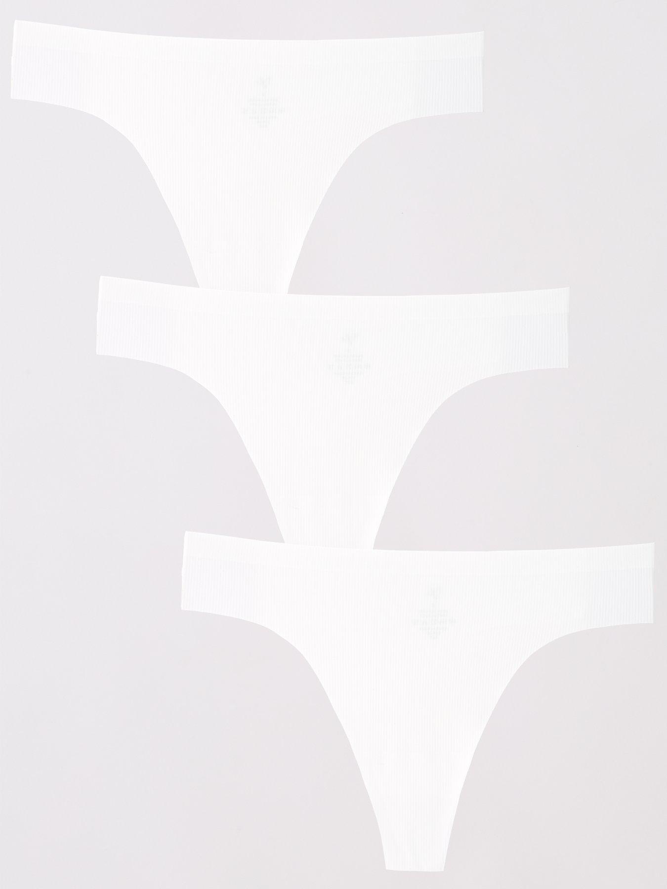 The Very Collection 3 Pack 2nd Skin Ribbed Thongs - White