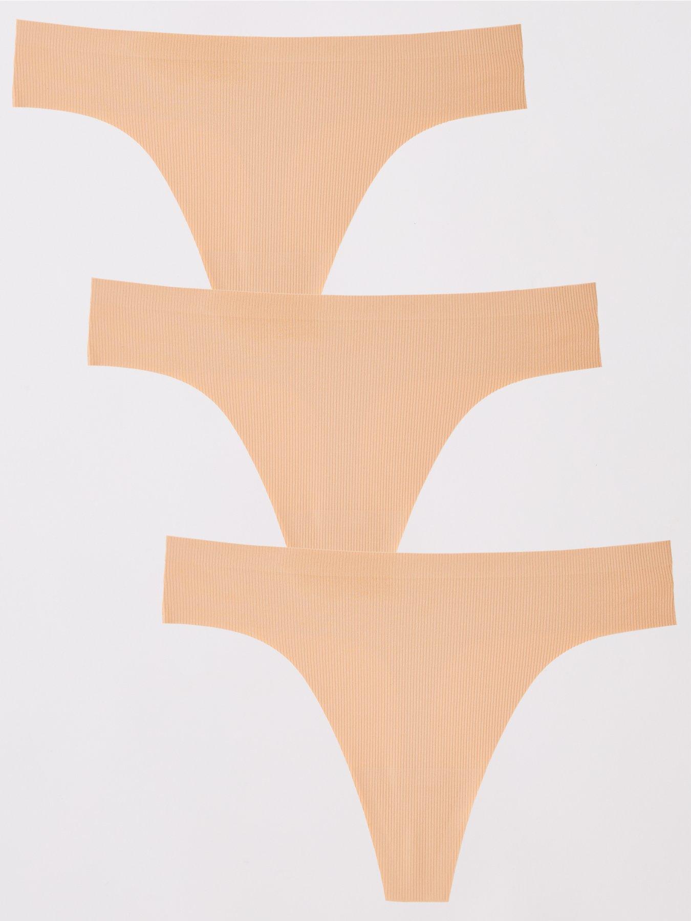 The Very Collection 3 Pack 2nd Skin Ribbed Thongs - Nude