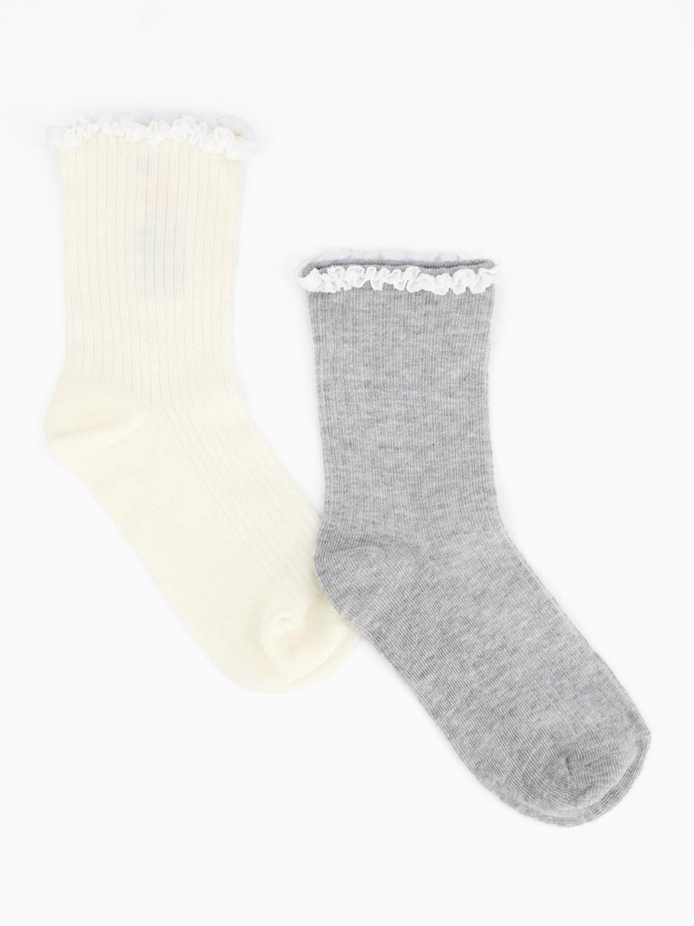 V by Very 2 Pack Lace Ankle Socks - Beige