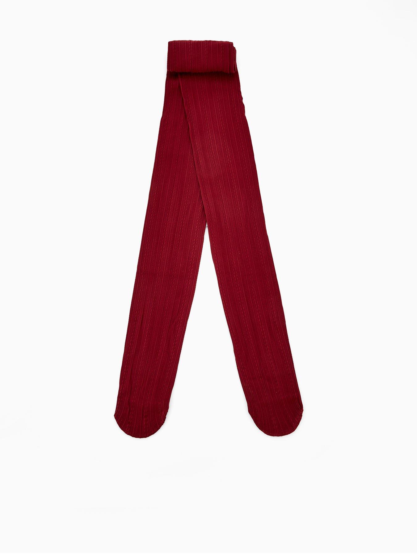 V by Very Burgundy Cable Knit Tights - Red